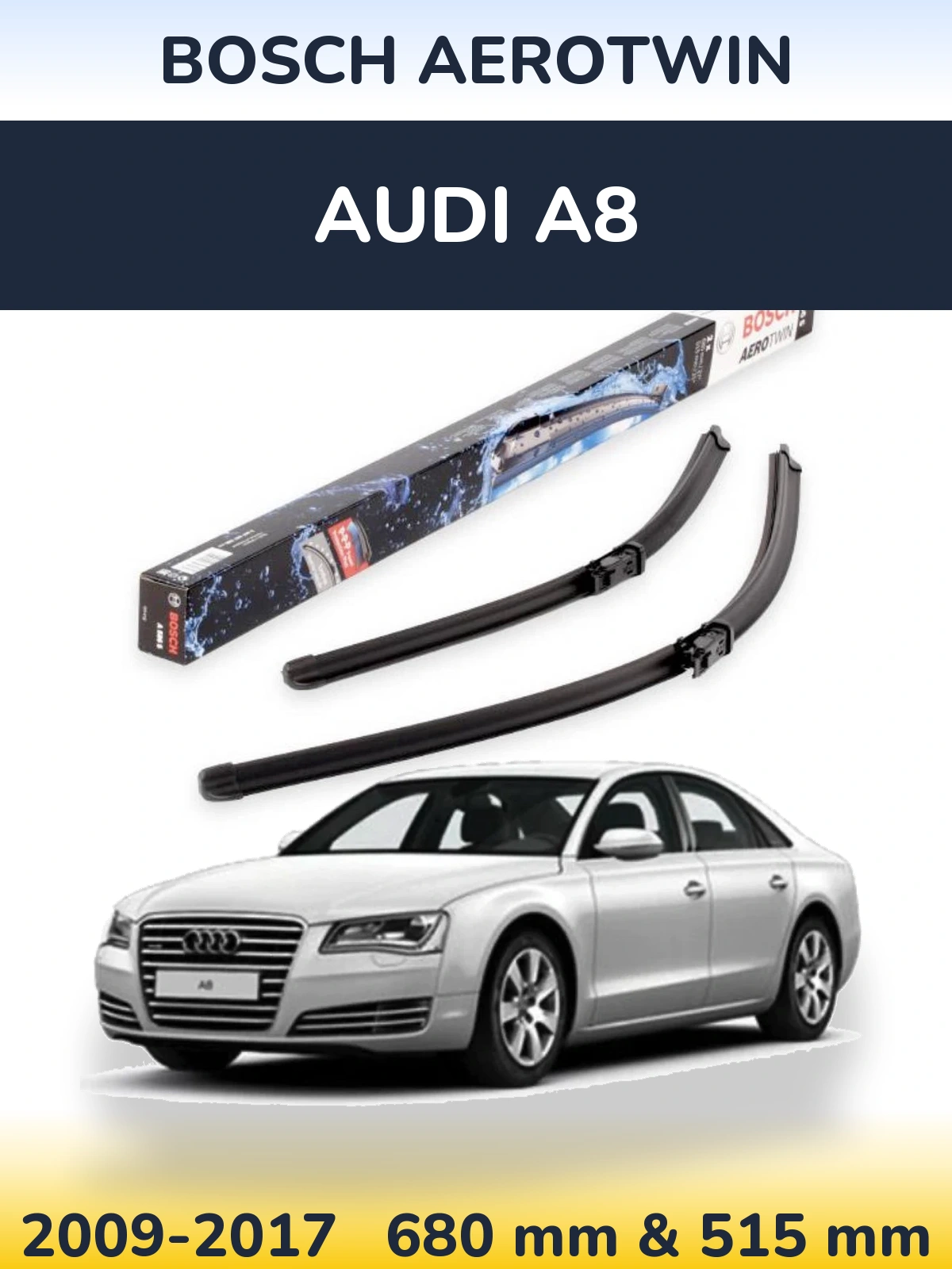 Sada předních stěračů BOSCH AeroTwin 680 a 515 mm pro Audi A8 2009-2017
