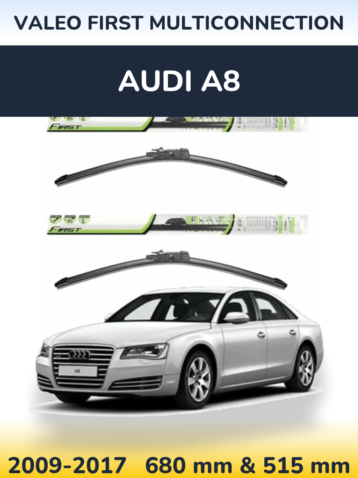 Sada předních stěračů Valeo First MultiConnection 700 a 500 mm pro Audi A8 2009-2017