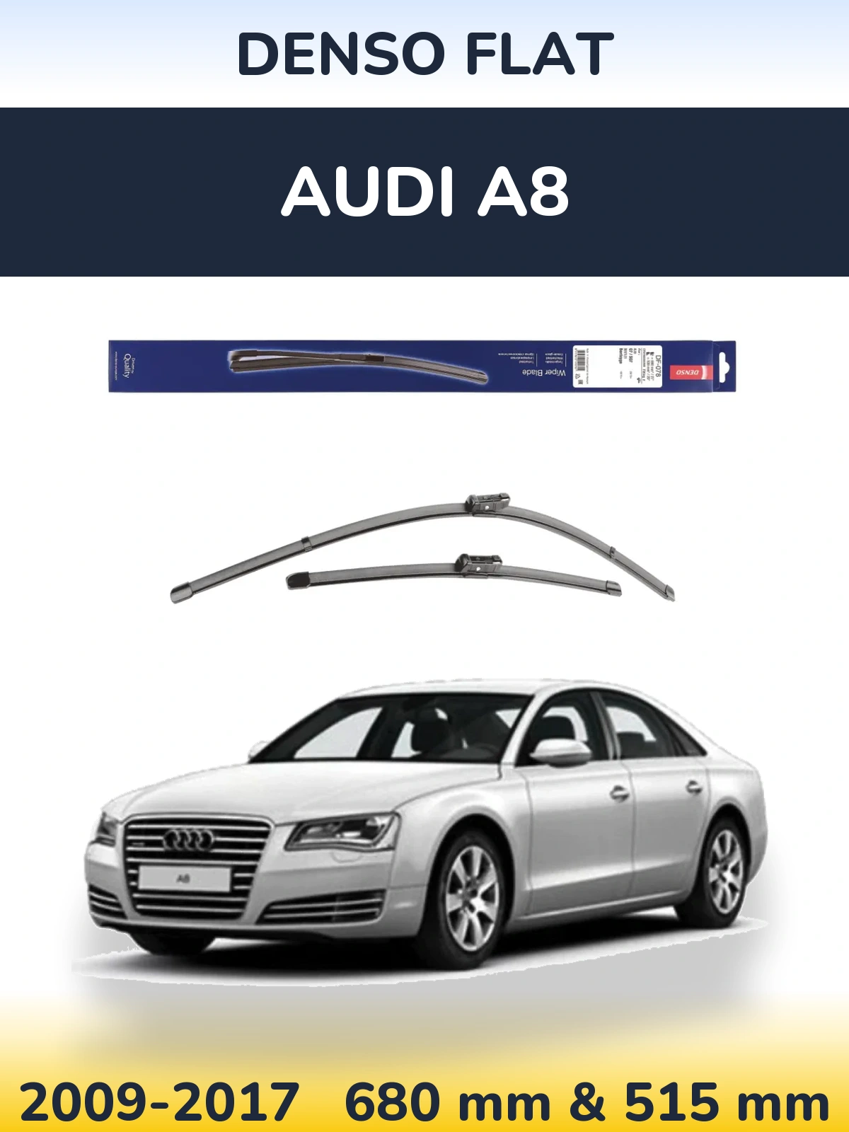 Sada předních stěračů Denso Flat 680 a 500 mm pro Audi A8 2009-2017
