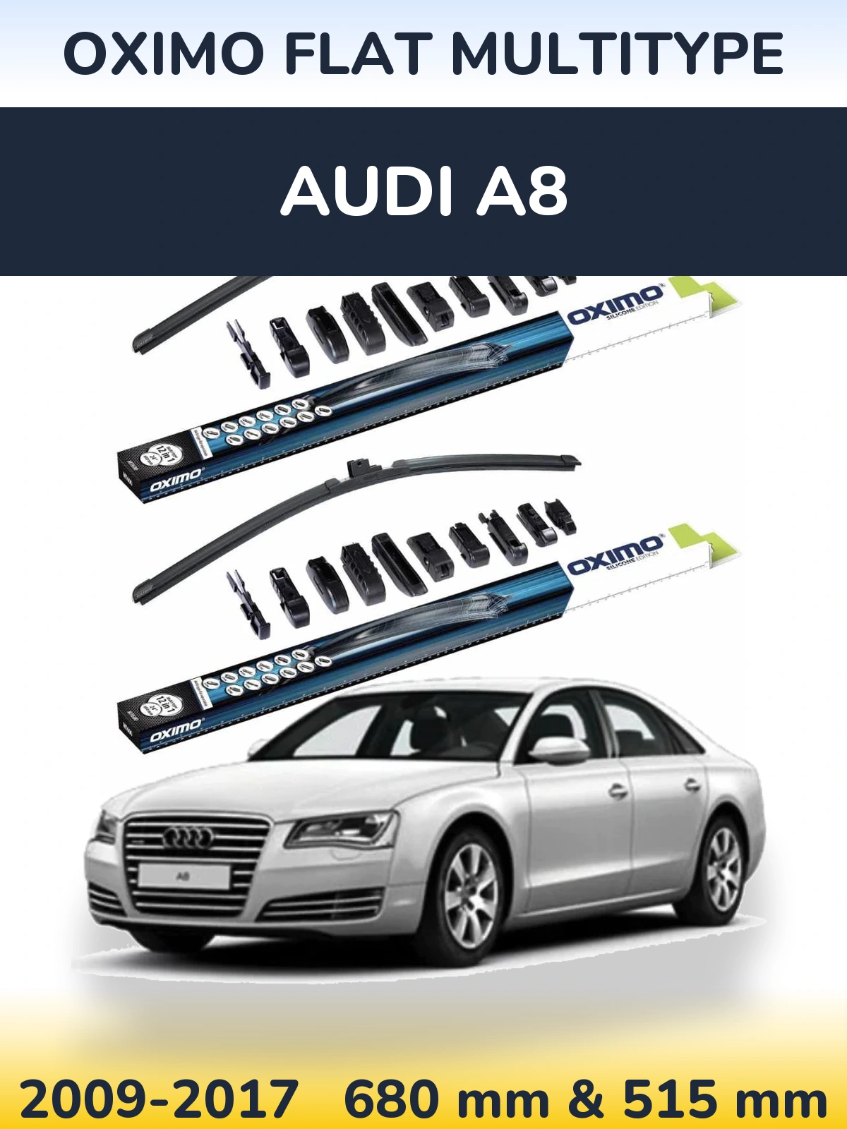 Sada předních stěračů Oximo Flat MultiType 700 a 500 mm pro Audi A8 2009-2017