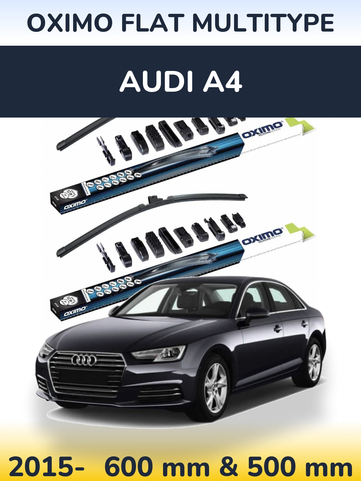 Sada předních stěračů Oximo Flat MultiType 600 a 500 mm pro Audi A4 2015-2026