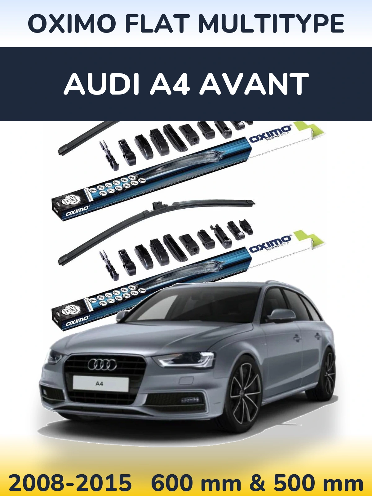 Sada předních stěračů Oximo Flat MultiType 600 a 500 mm pro Audi A4 Avant 2008-2015