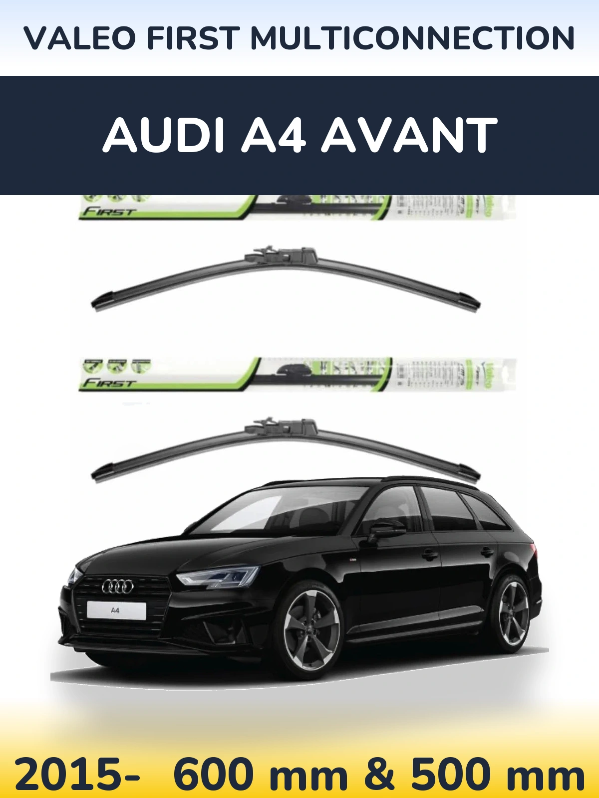 Sada předních stěračů Valeo First MultiConnection 600 a 500 mm pro Audi A4 Avant 2015-2026