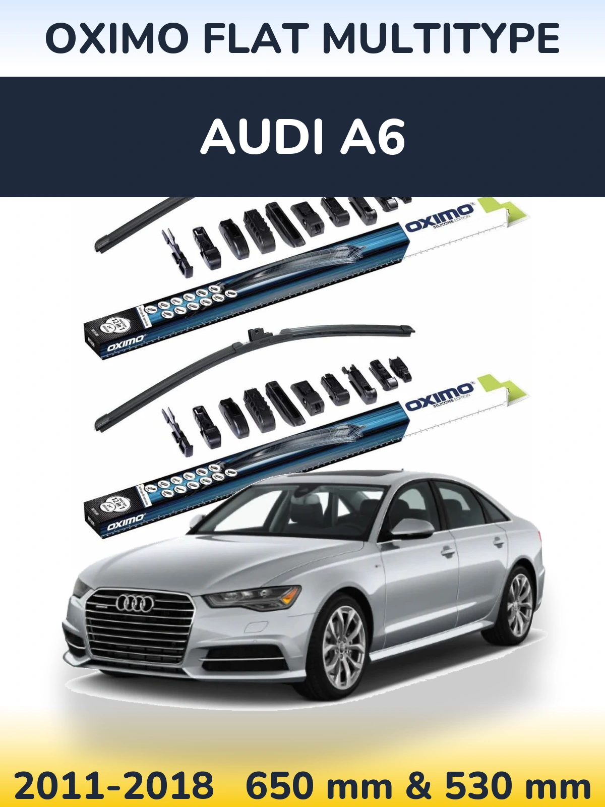 Комплект передніх щіток Oximo Flat MultiТипe 650 & 530 мм для Audi A6 2011-2018