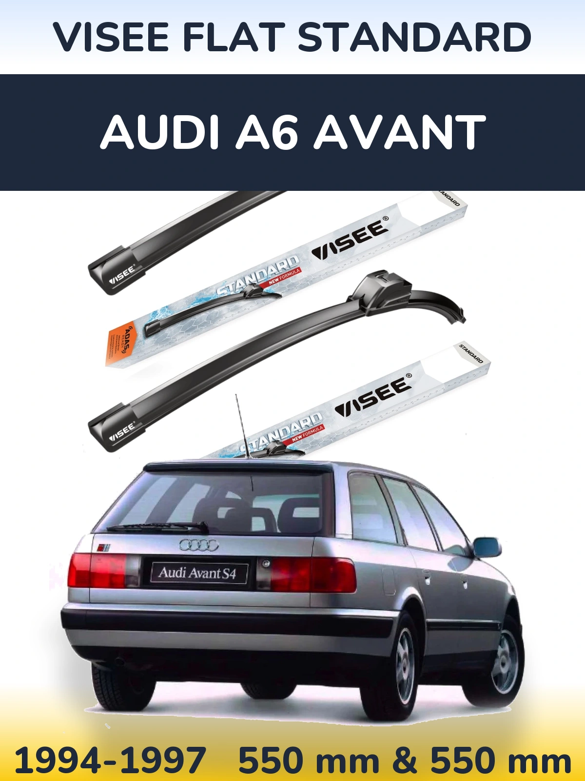Sada předních stěračů VISEE FLAT STANDARD 550 a 550 mm pro Audi A6 Avant 1994-1997