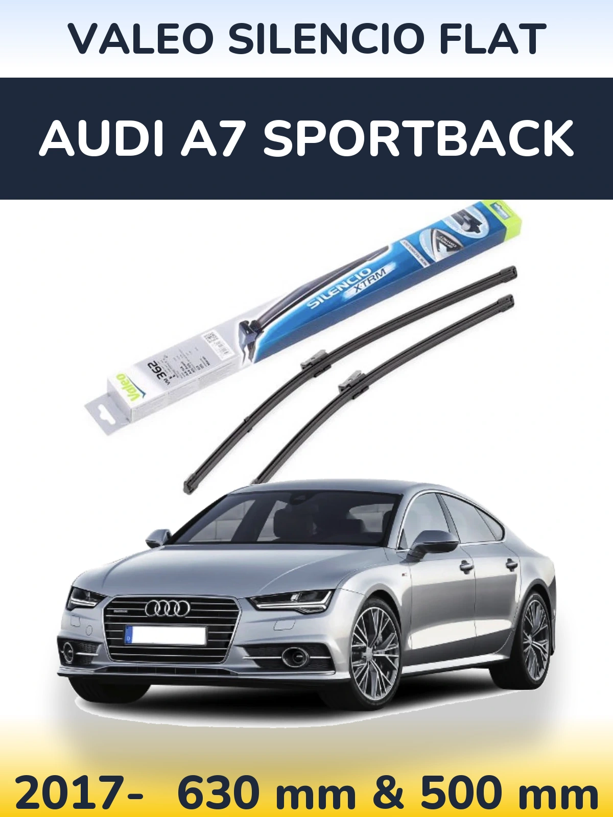Sada předních stěračů Valeo Silencio Flat 600 a 500 mm pro Audi A7 Sportback 2017-2026