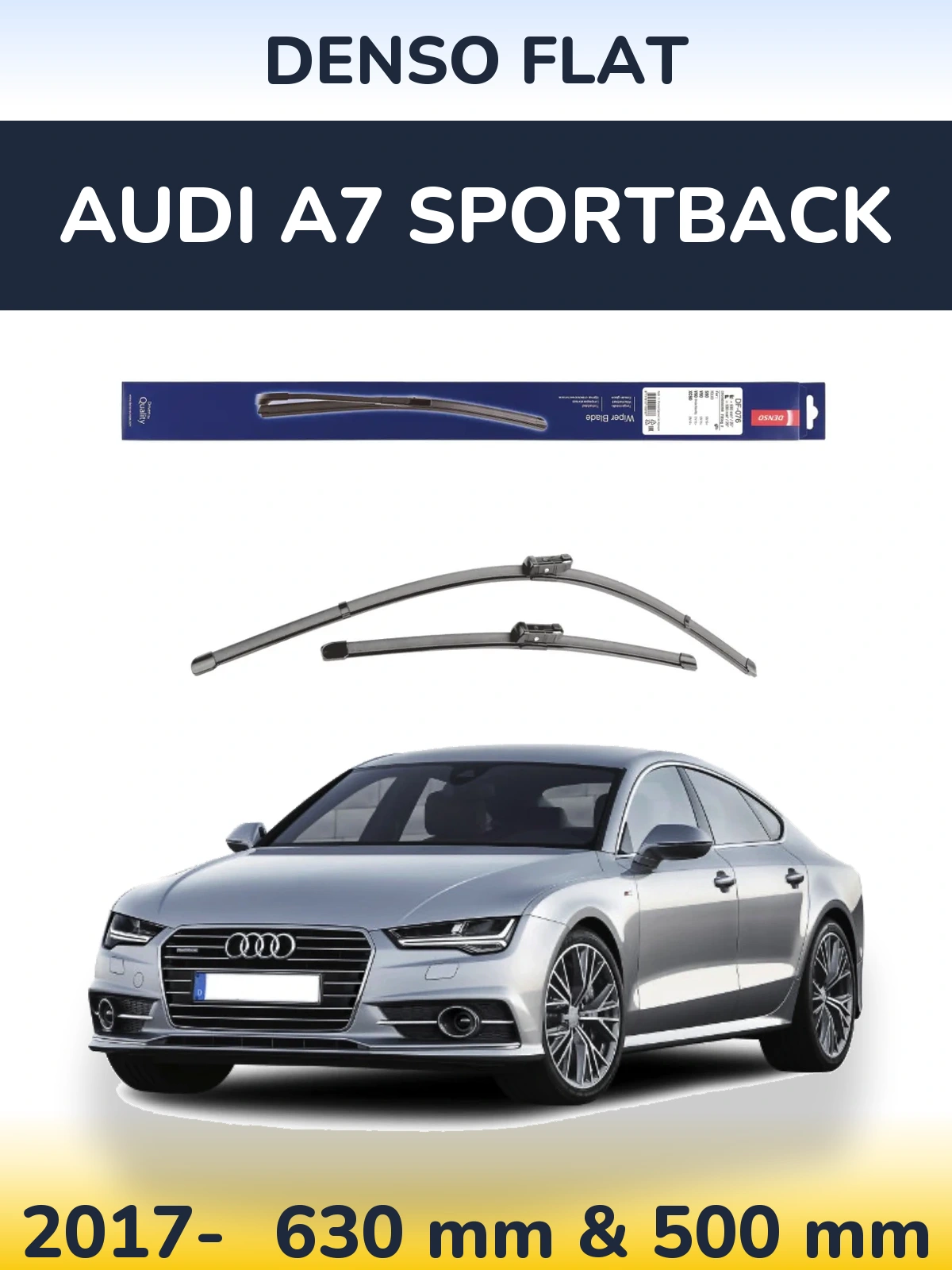 Sada předních stěračů Denso Flat 630 a 500 mm pro Audi A7 Sportback 2017-2026