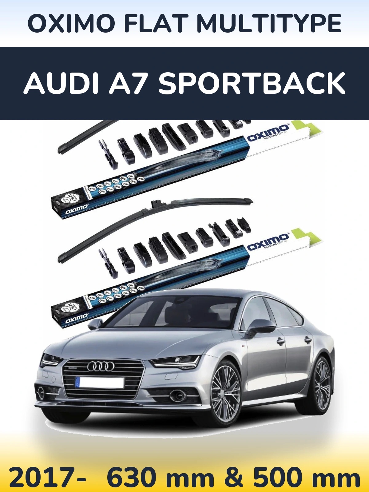 Sada předních stěračů Oximo Flat MultiType 600 a 500 mm pro Audi A7 Sportback 2017-2026