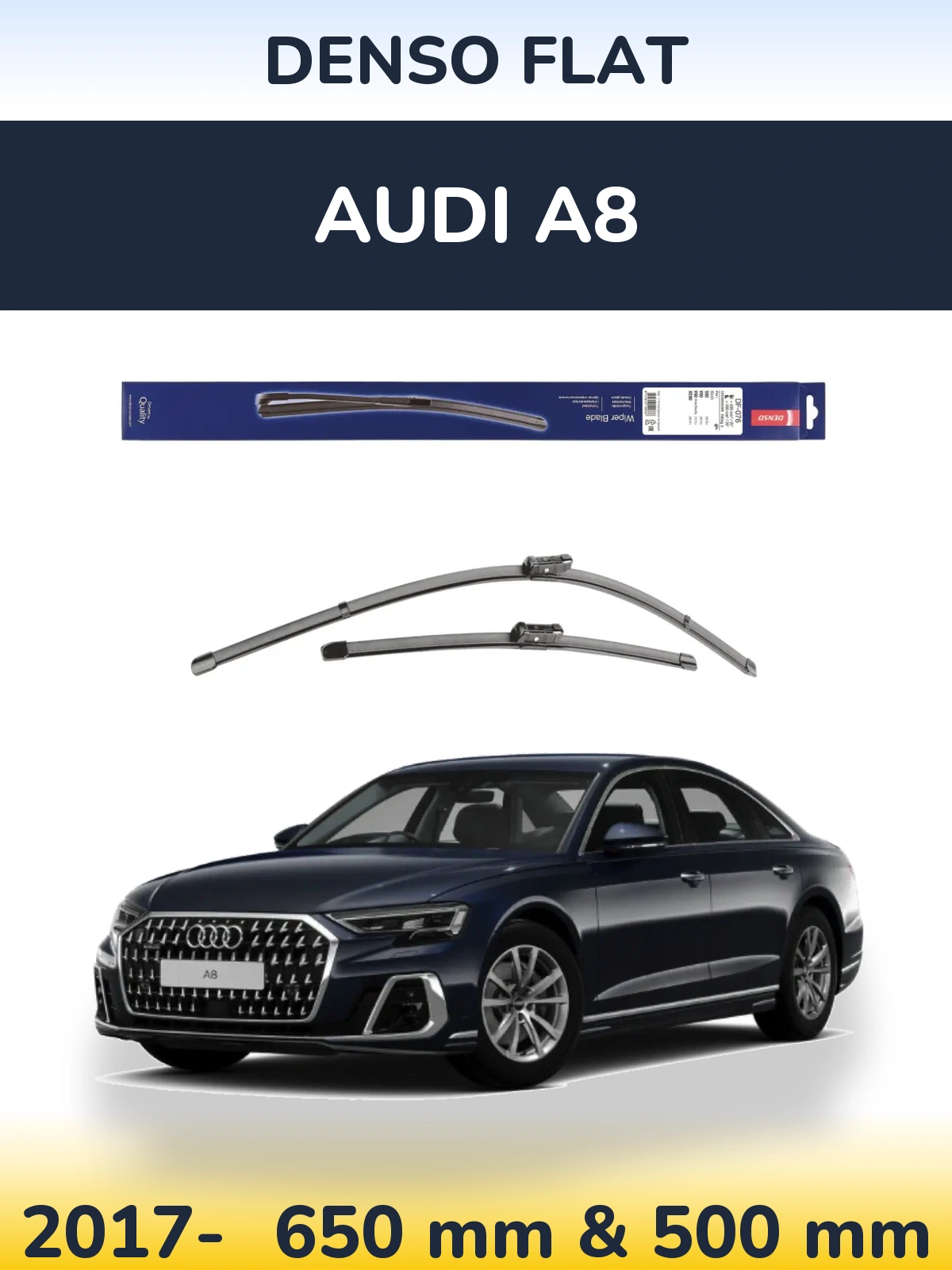 Sada předních stěračů Denso Flat 630 a 500 mm pro Audi A8 2017-2026