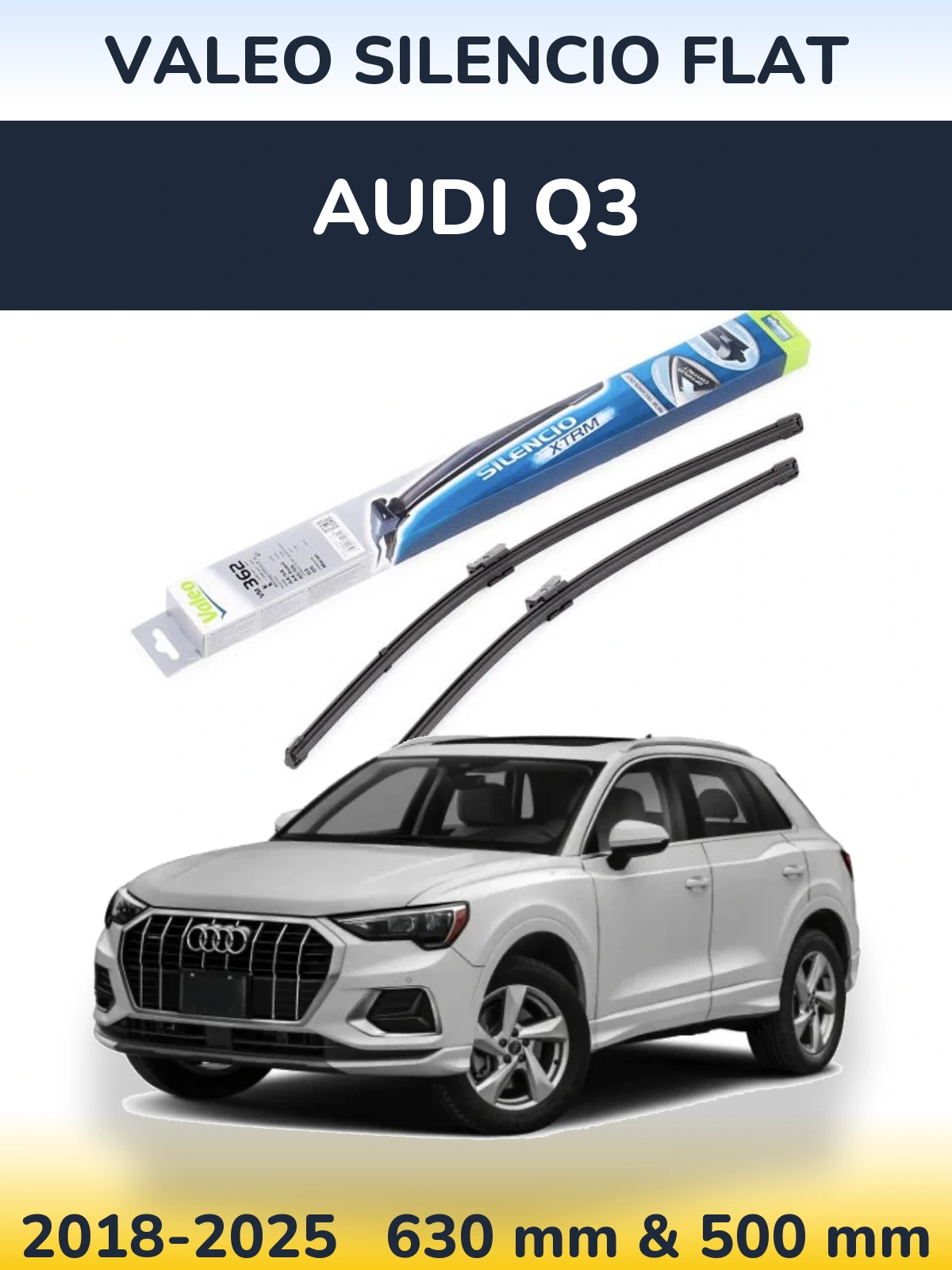 Комплект передніх щіток Valeo Silencio Flat 600 & 500 мм для Audi Q3 2018-2025