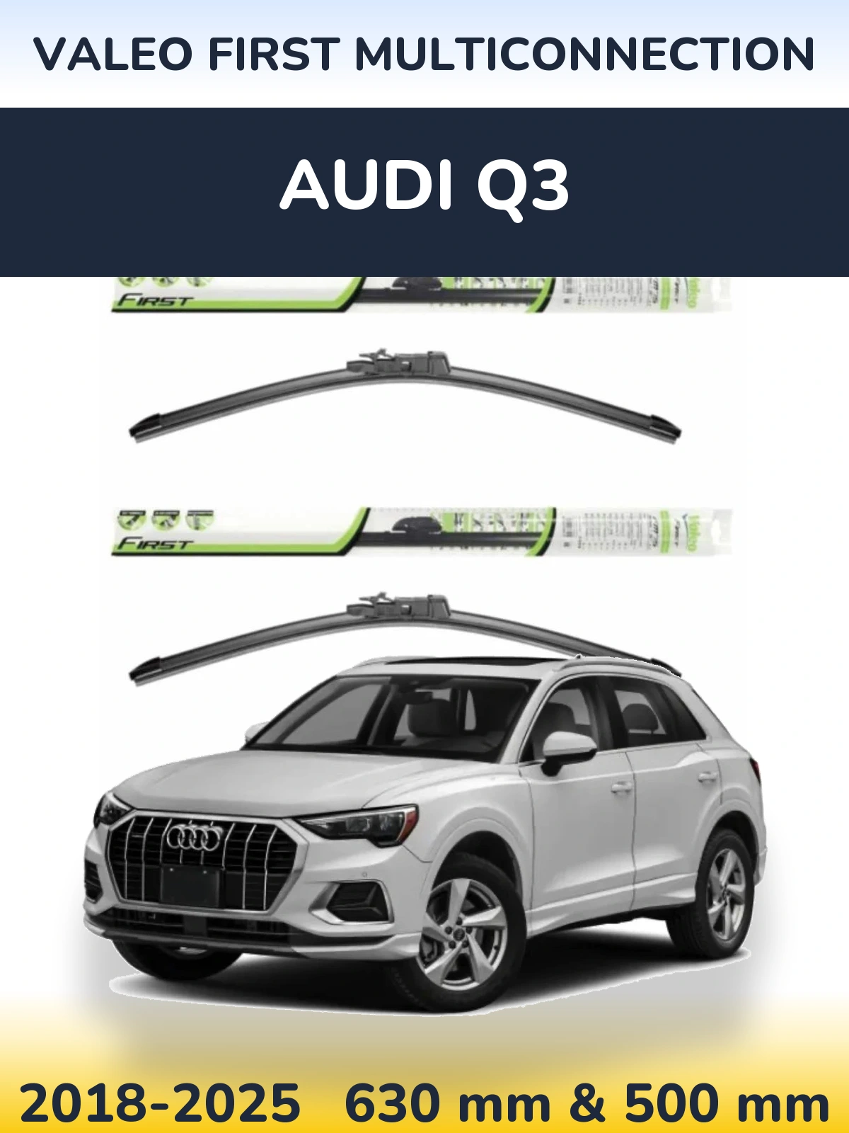 Sada předních stěračů Valeo First MultiConnection 600 a 500 mm pro Audi Q3 2018-2025