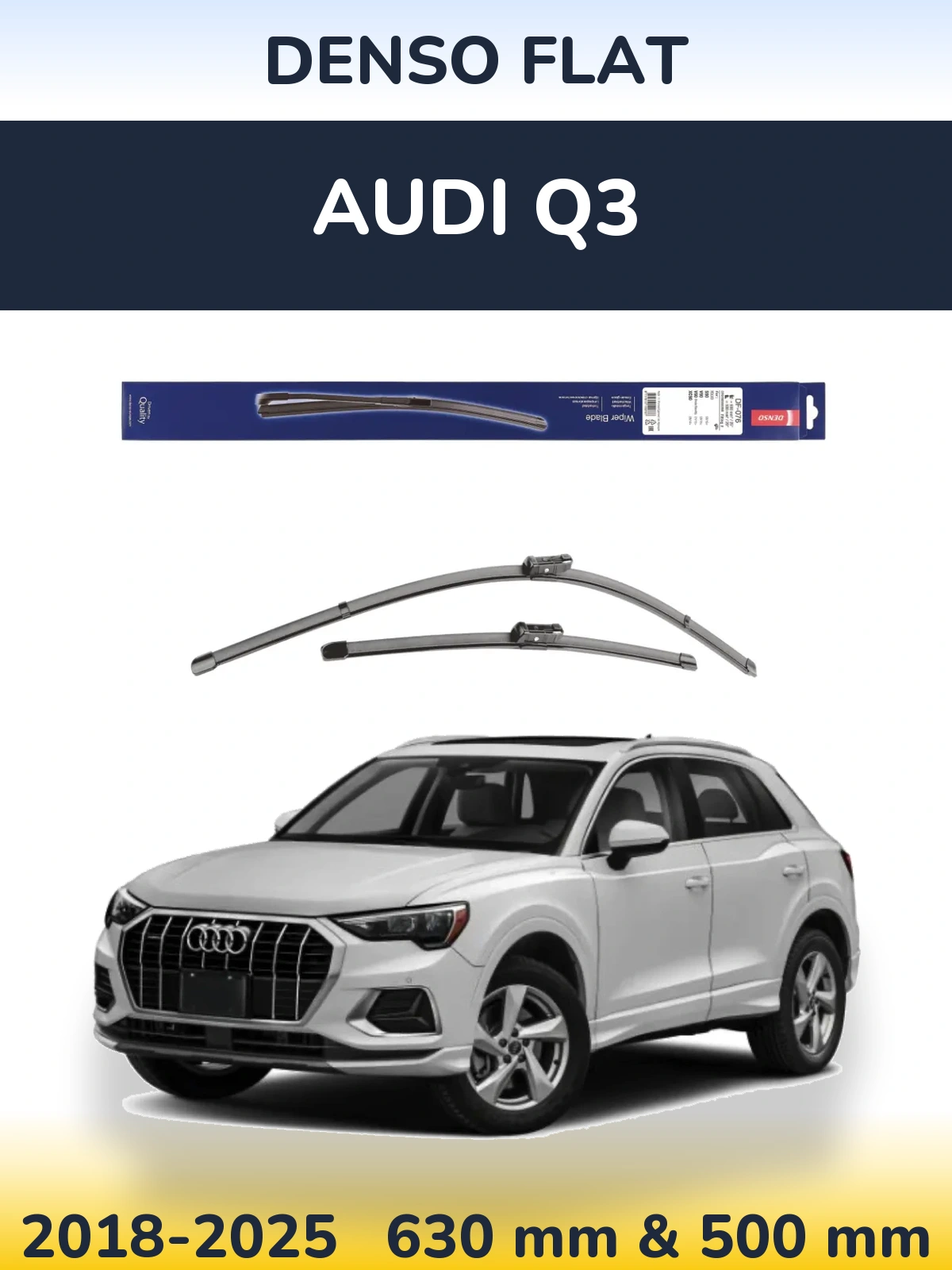 Sada předních stěračů Denso Flat 630 a 500 mm pro Audi Q3 2018-2025