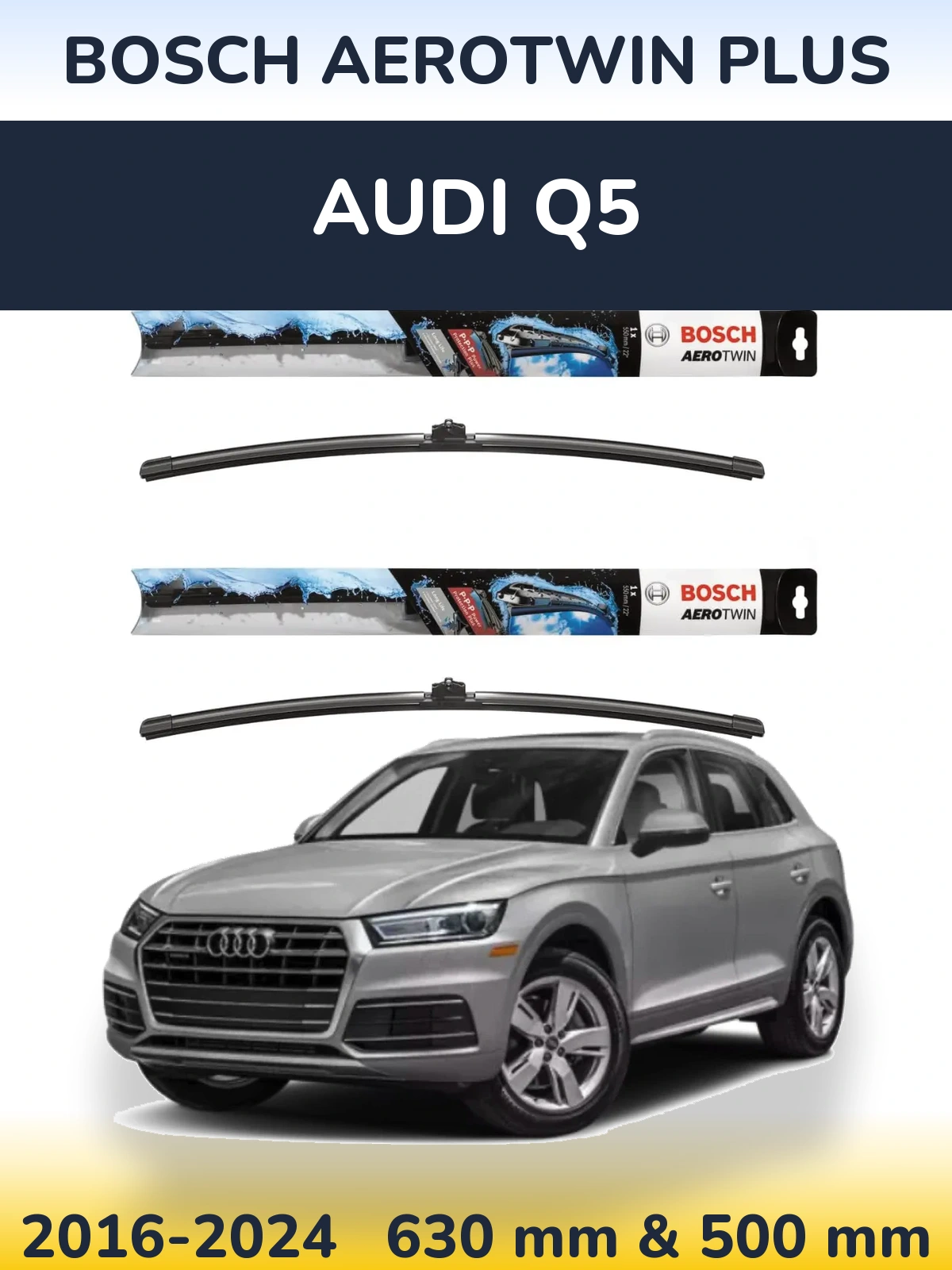 Sada předních stěračů BOSCH AeroTwin Plus 600 a 500 mm pro Audi Q5 2016-2024