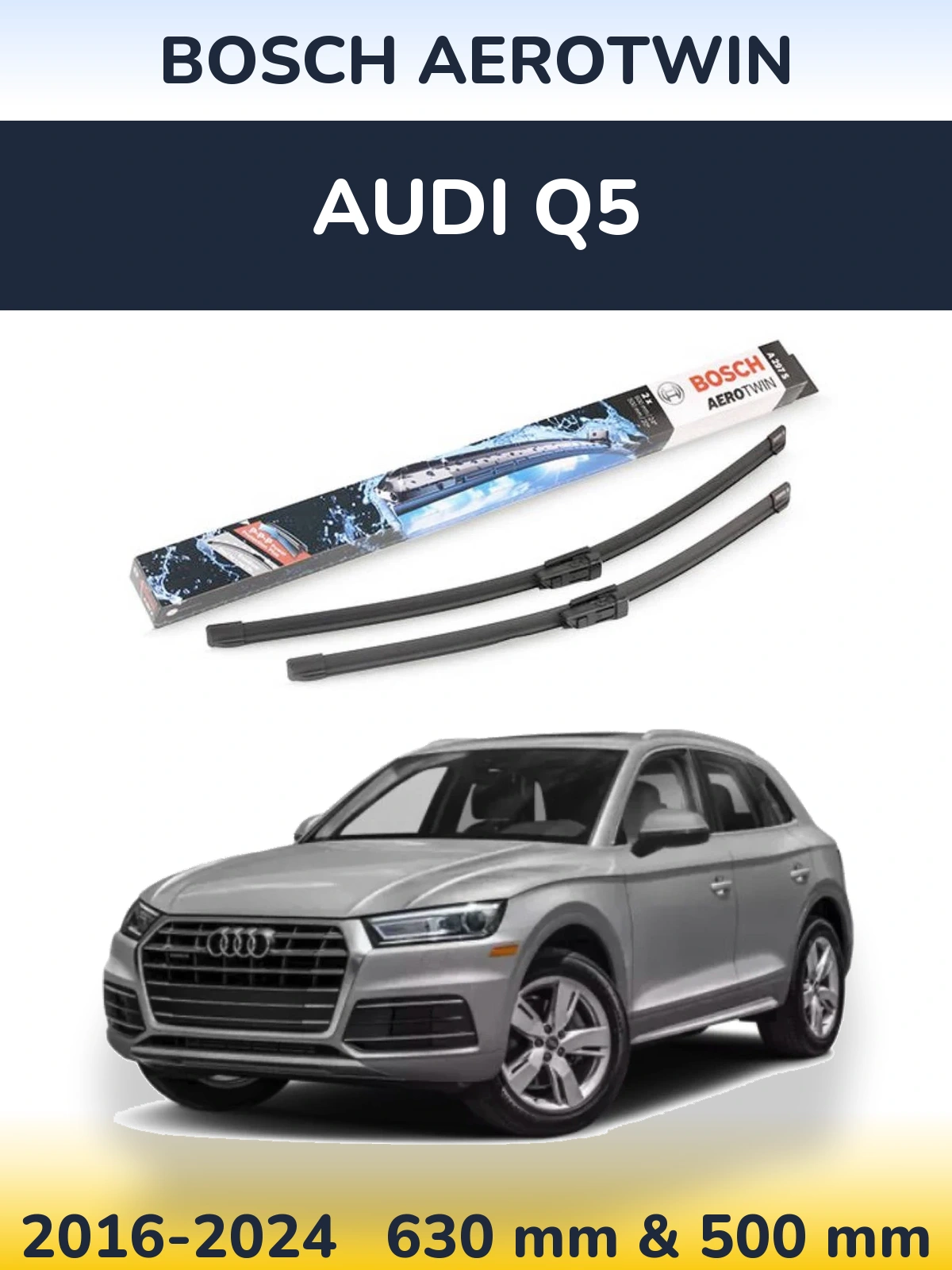 Sada předních stěračů BOSCH AeroTwin 600 a 500 mm pro Audi Q5 2016-2024