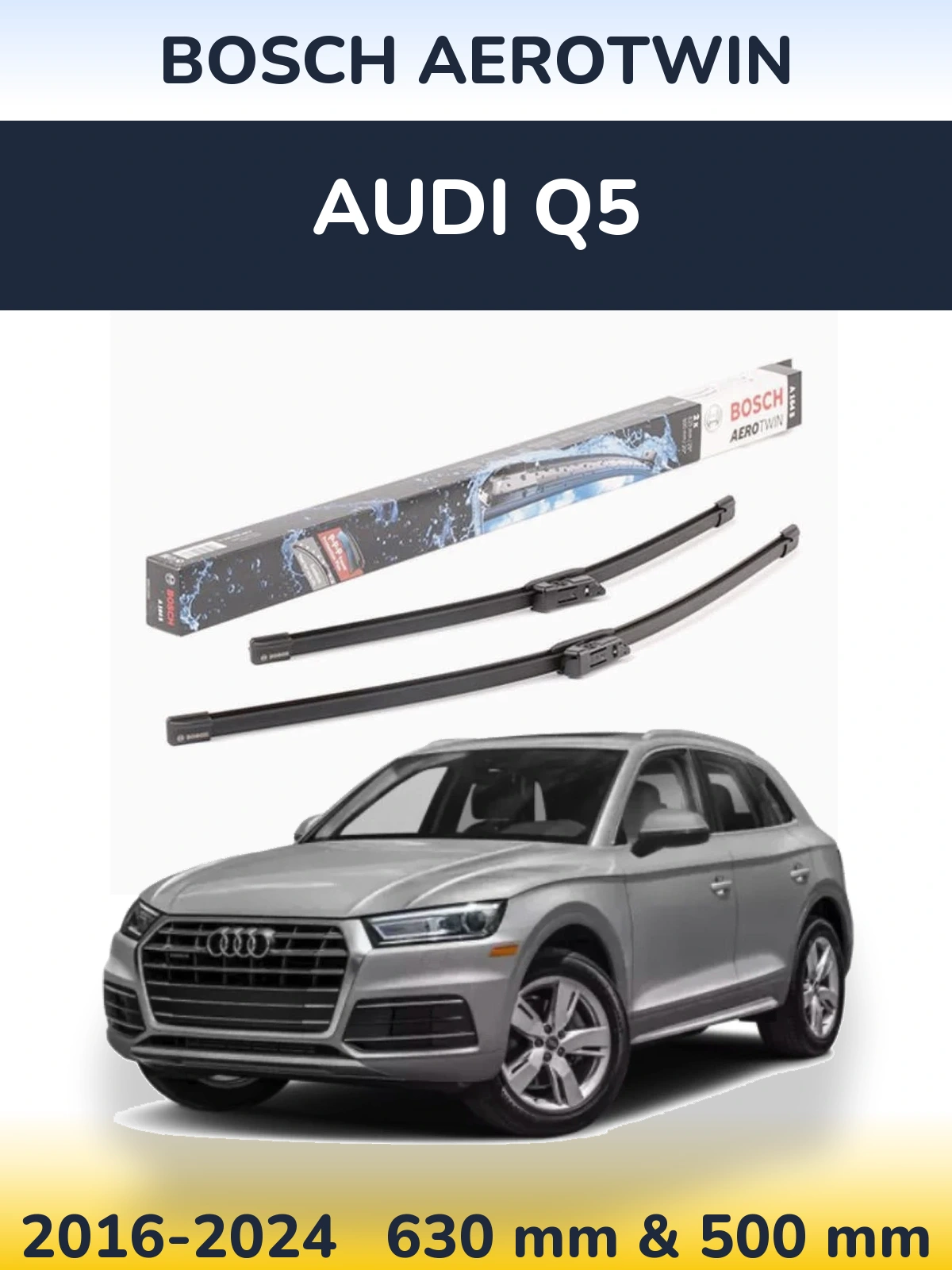 Sada předních stěračů BOSCH AeroTwin 630 a 500 mm pro Audi Q5 2016-2024