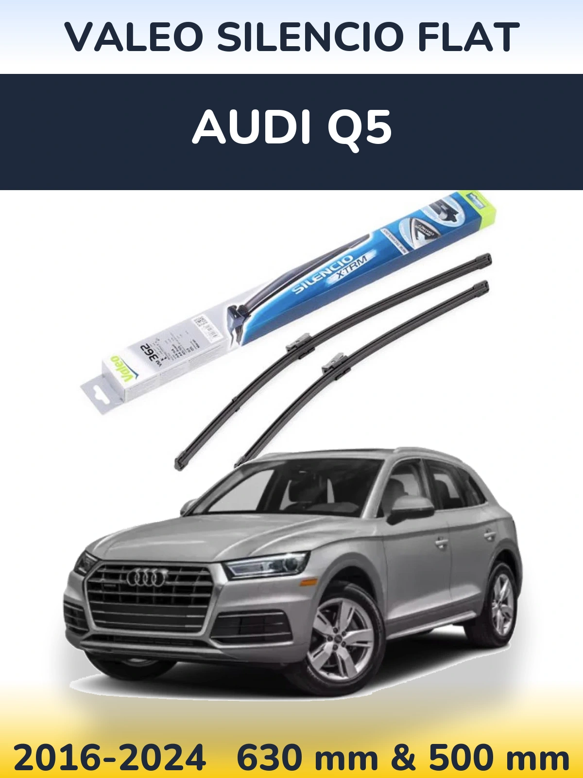 Sada předních stěračů Valeo Silencio Flat 600 a 500 mm pro Audi Q5 2016-2024