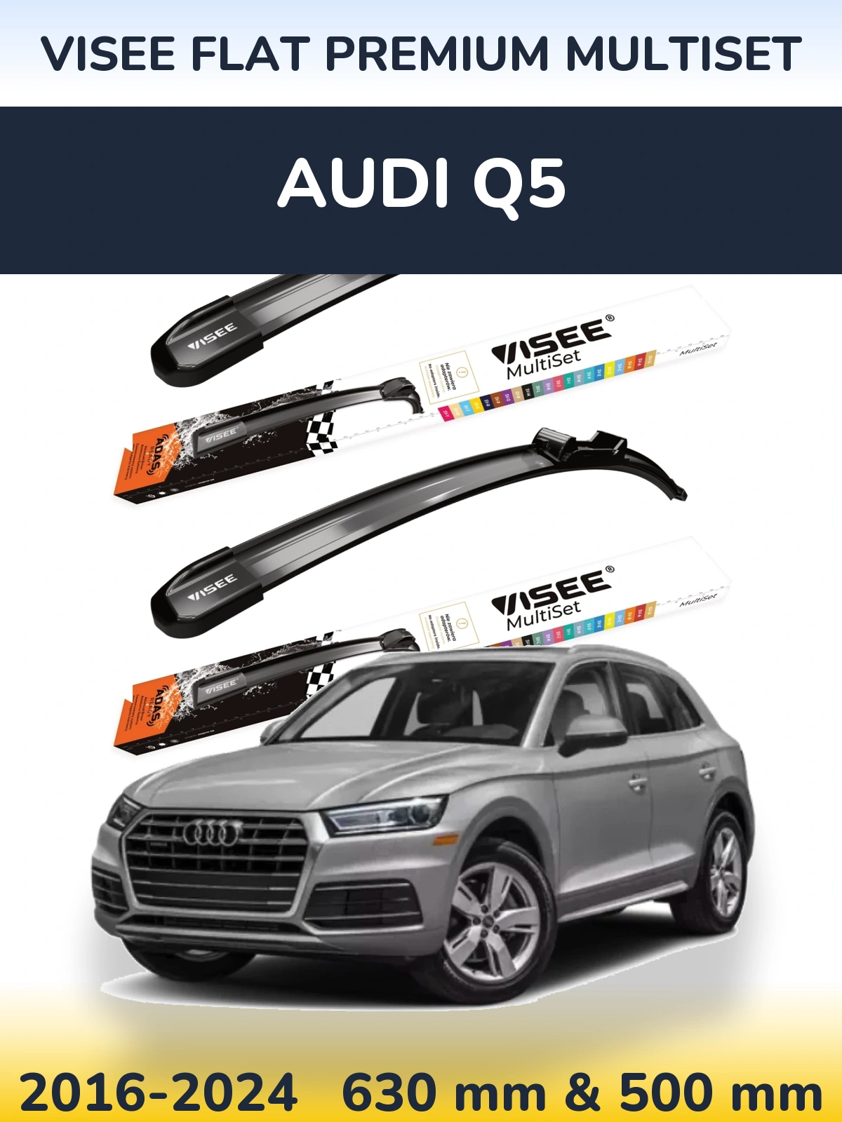 Sada předních stěračů VISEE FLAT PREMIUM MultiSet 630 a 500 mm pro Audi Q5 2016-2024