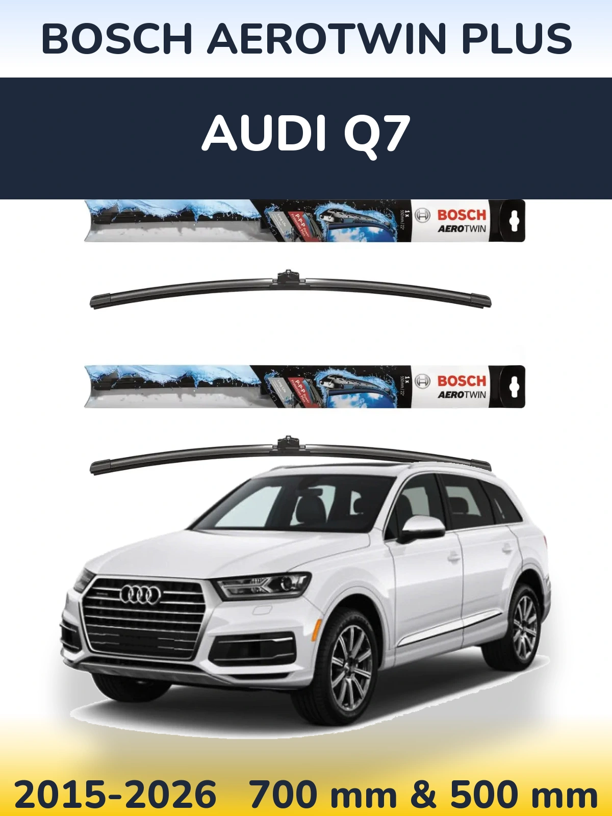 Комплект передніх щіток BOSCH AeroTwin Plus 700 & 500 мм для Audi Q7 2015-2026