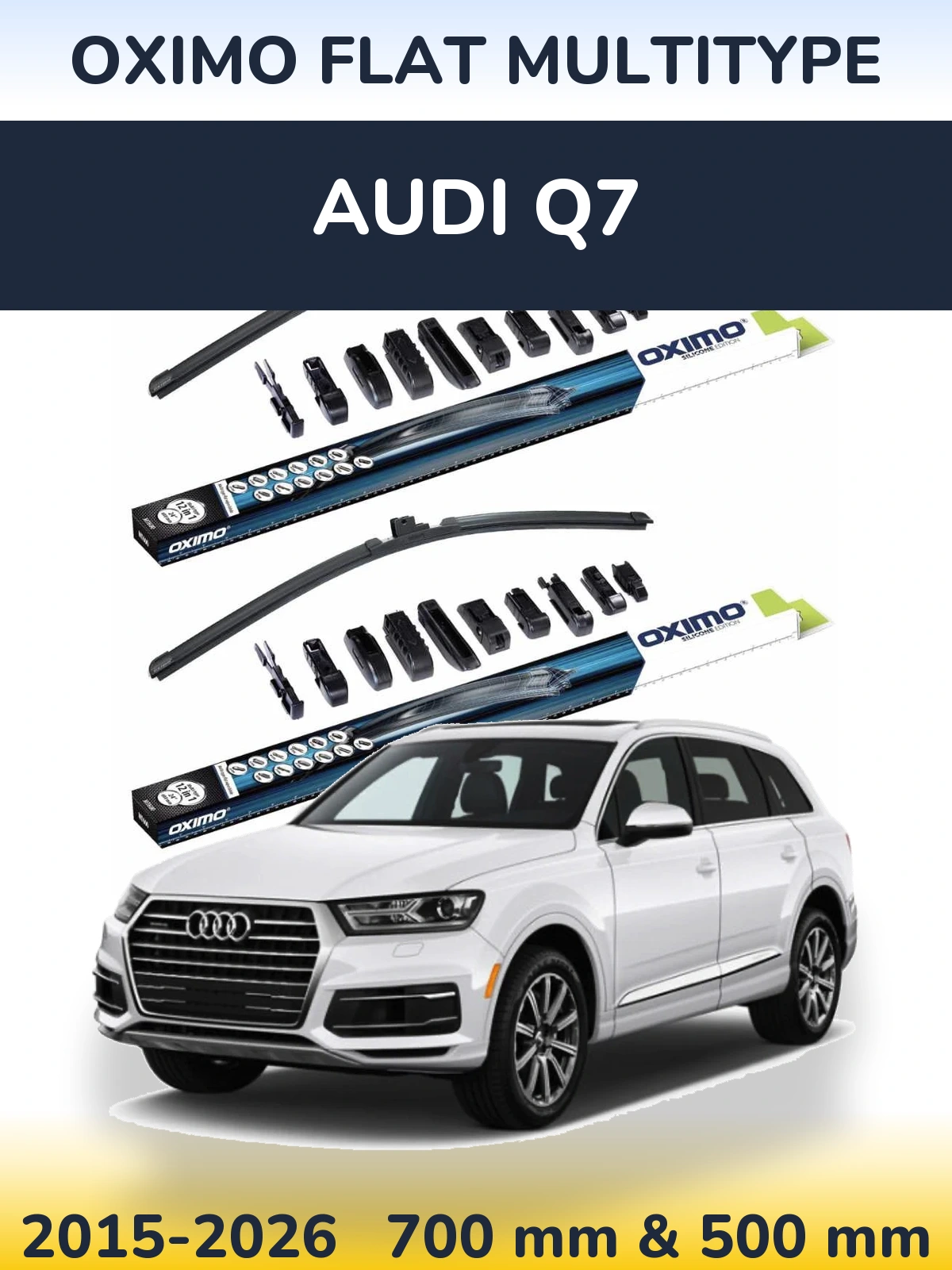 Sada předních stěračů Oximo Flat MultiType 700 a 500 mm pro Audi Q7 2015-2026