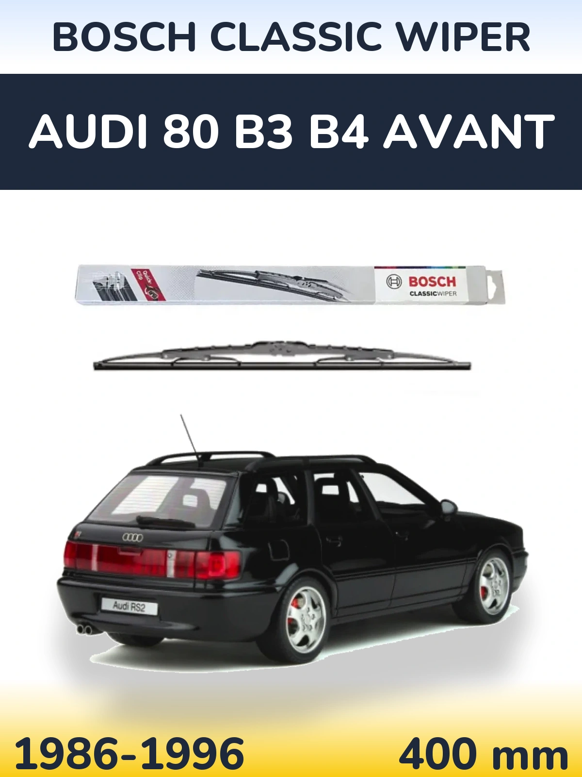 Zadní stěrač BOSCH Classic Wiper 400 mm pro Audi 80 B3 B4 Avant 1986-1996