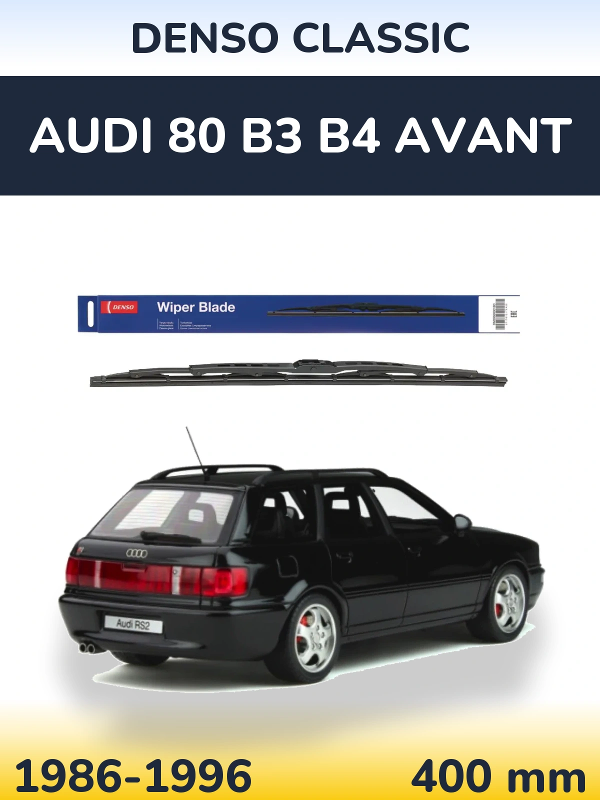 Zadní stěrač Denso Classic 400 mm pro Audi 80 B3 B4 Avant 1986-1996