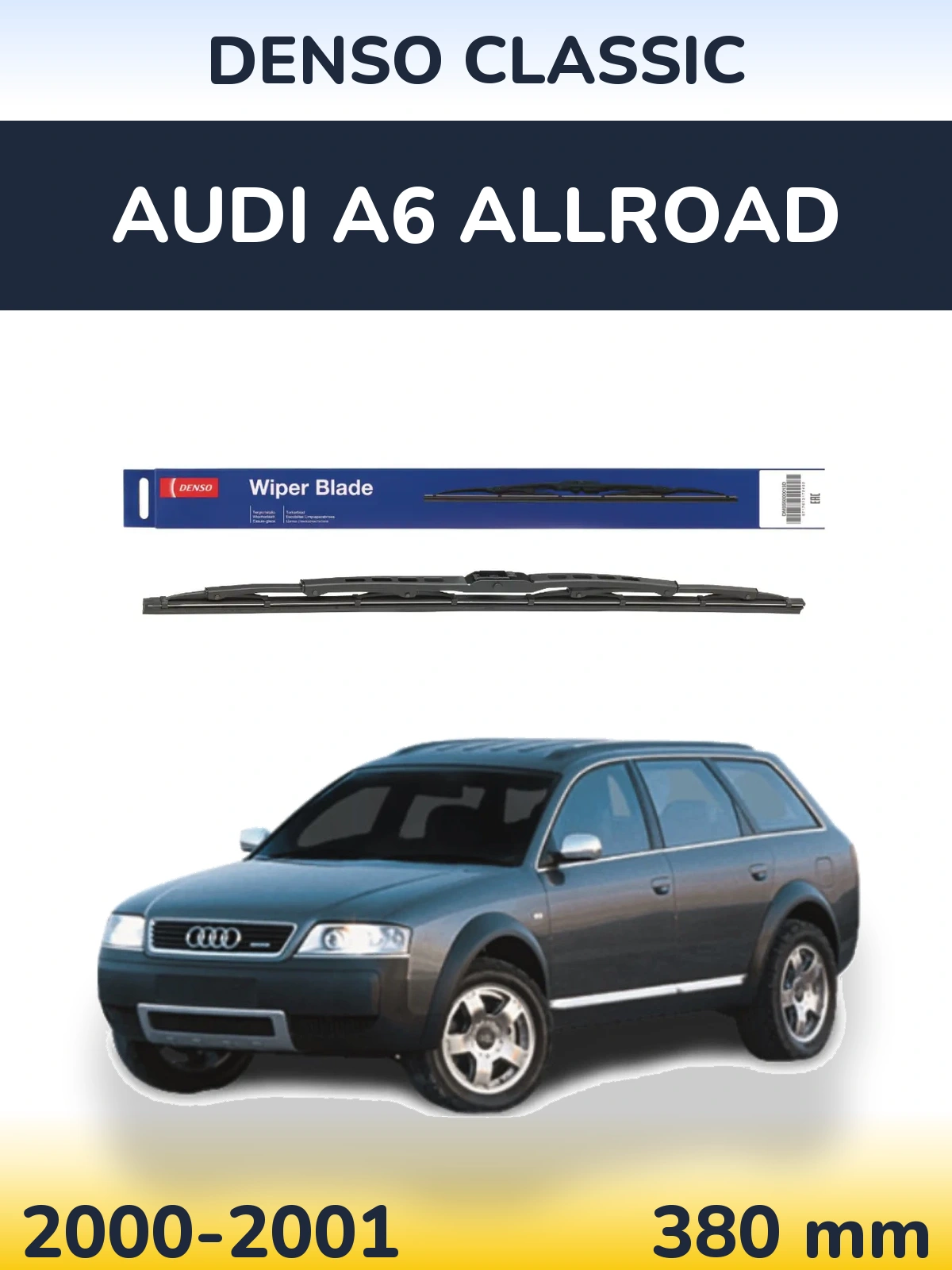 Zadní stěrač Denso Classic 380 mm pro Audi A6 Allroad 2000-2001