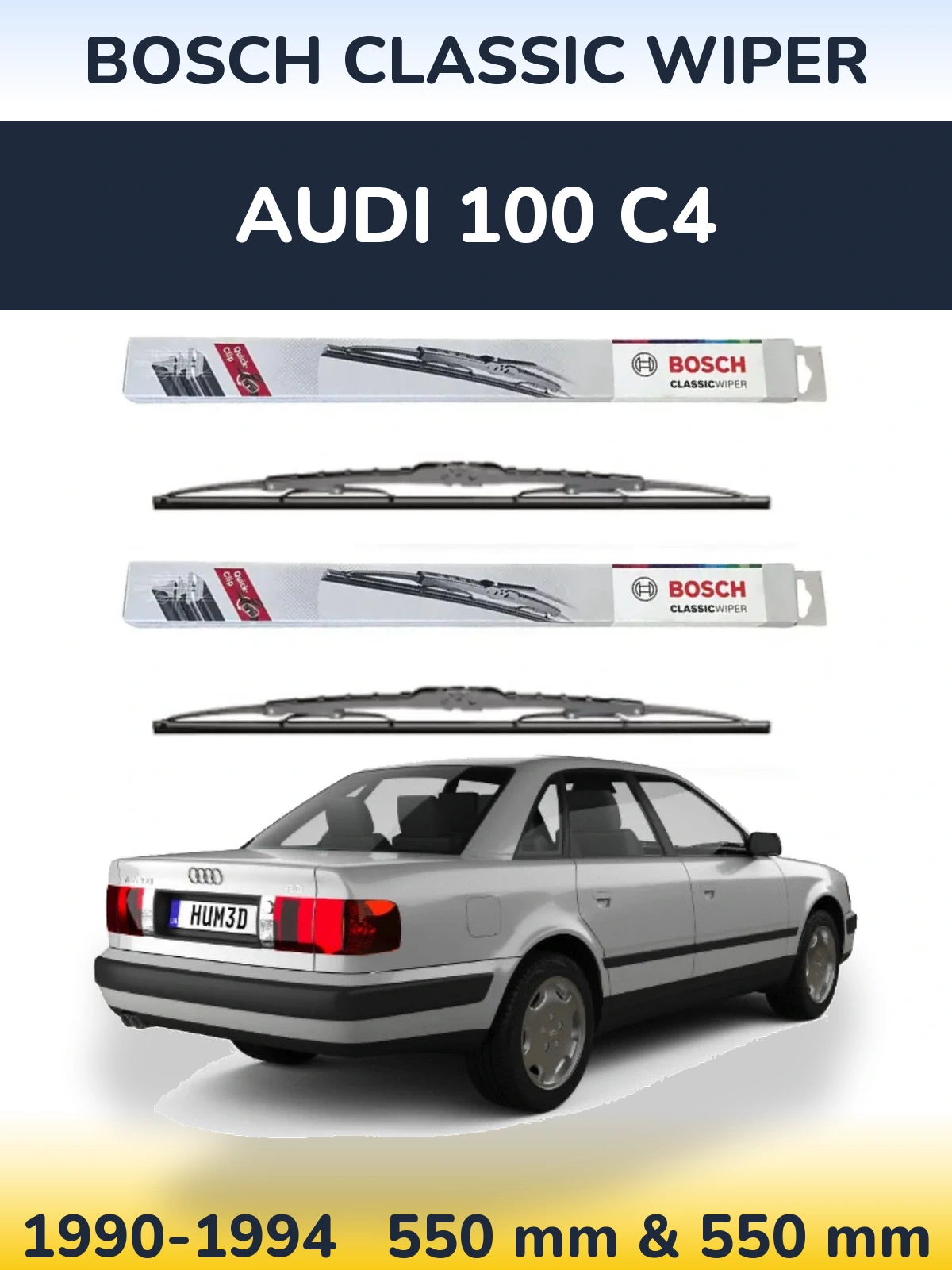 Комплект передніх щіток BOSCH Classic Wiper 550 & 550 мм для Audi 100 C4 1990-1994