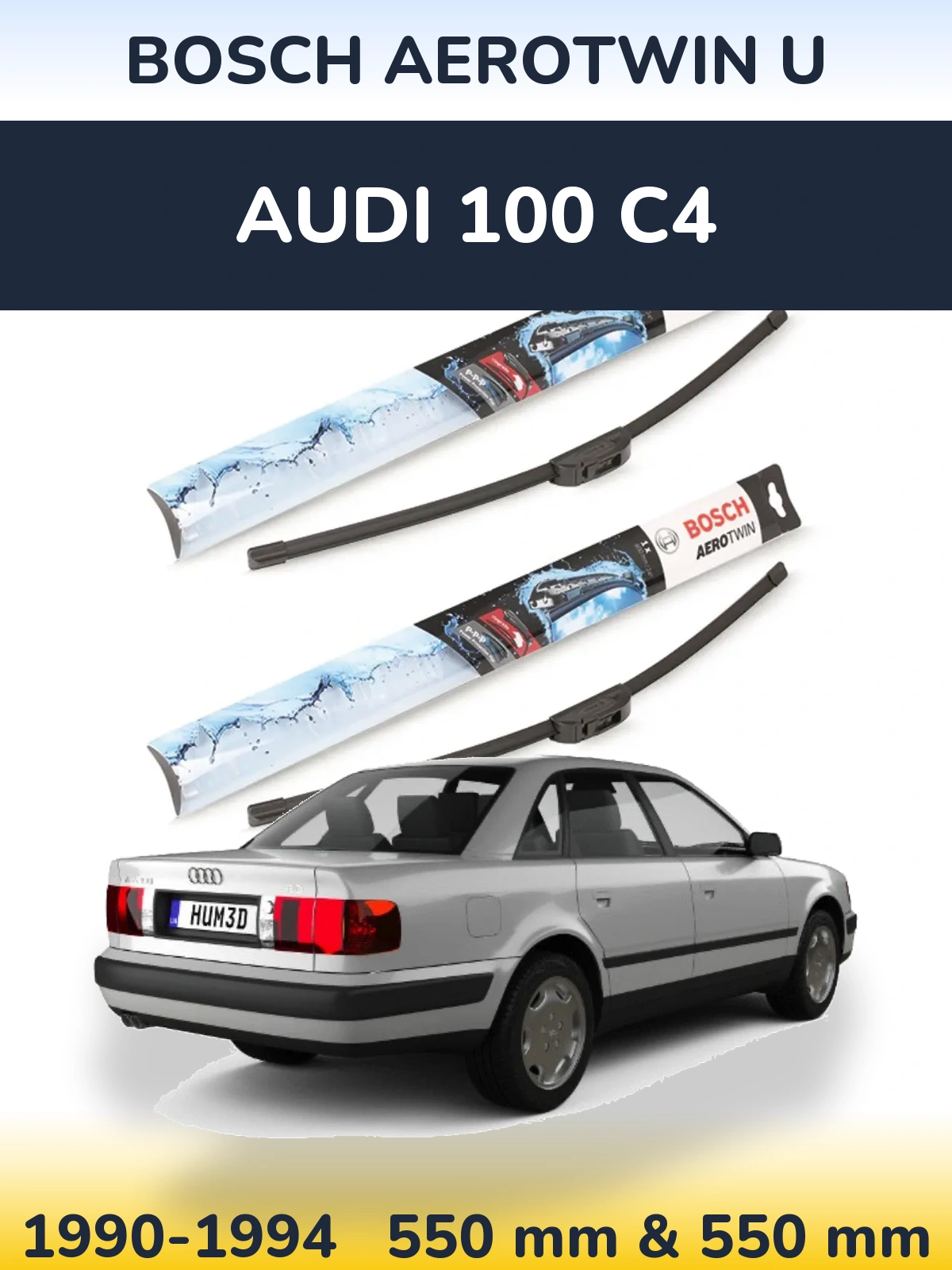 Комплект передніх щіток BOSCH AeroTwin U 550 & 550 мм для Audi 100 C4 1990-1994