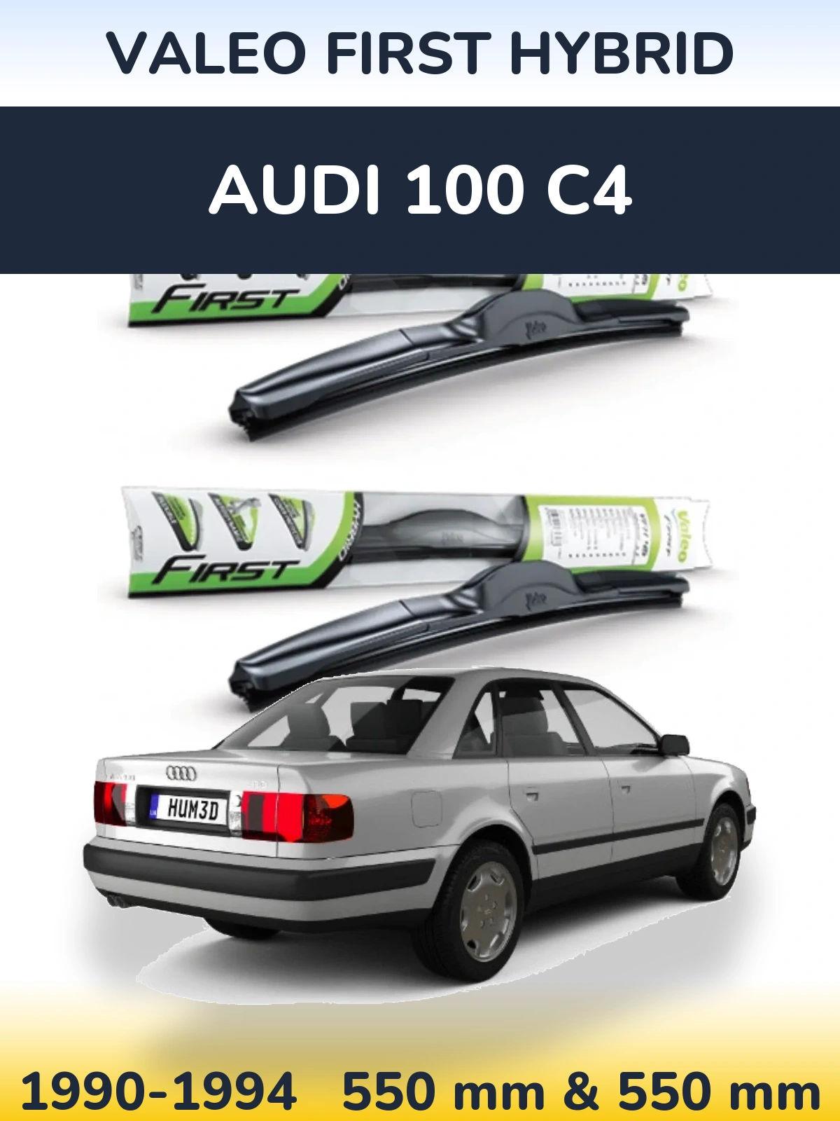 Sada předních stěračů Valeo First Hybrid 550 a 550 mm pro Audi 100 C4 1990-1994
