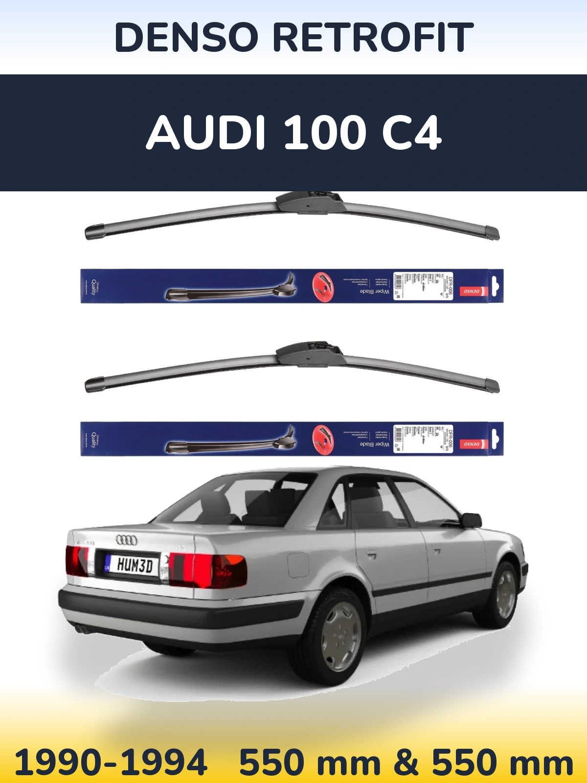 Sada předních stěračů Denso Retrofit 550 a 550 mm pro Audi 100 C4 1990-1994