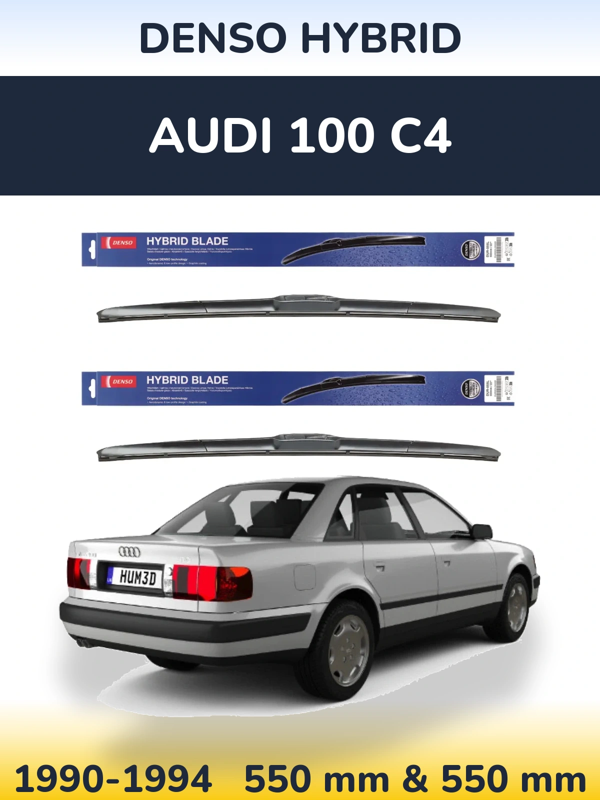 Sada předních stěračů Denso Hybrid 550 a 550 mm pro Audi 100 C4 1990-1994