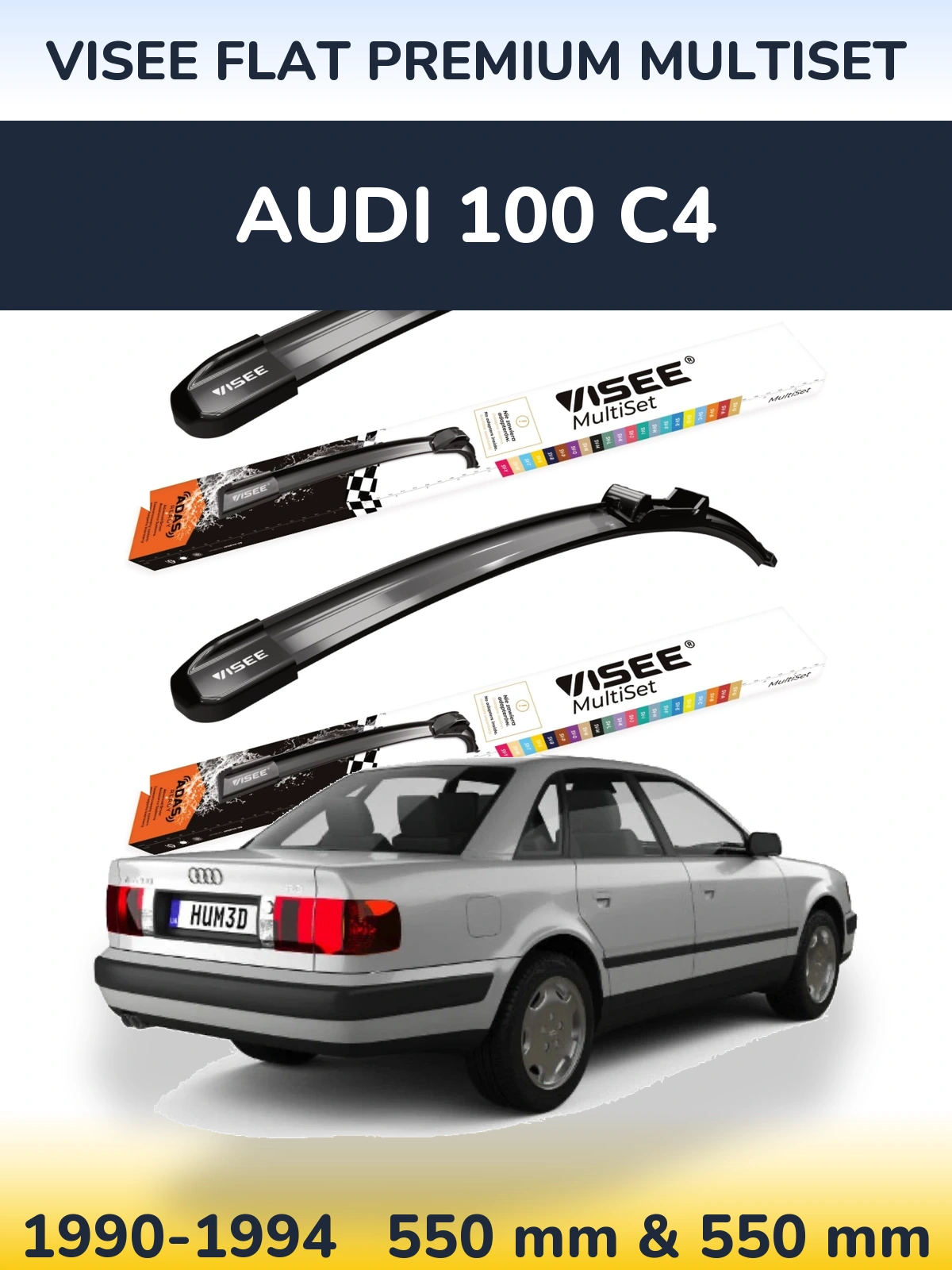 Sada předních stěračů VISEE FLAT PREMIUM MultiSet 550 a 550 mm pro Audi 100 C4 1990-1994