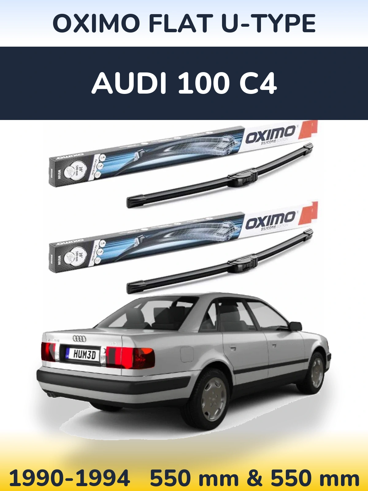 Sada předních stěračů Oximo Flat U-type 550 a 550 mm pro Audi 100 C4 1990-1994