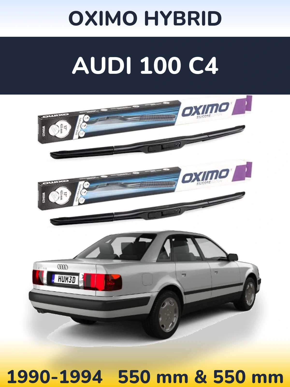 Sada předních stěračů Oximo Hybrid 550 a 550 mm pro Audi 100 C4 1990-1994