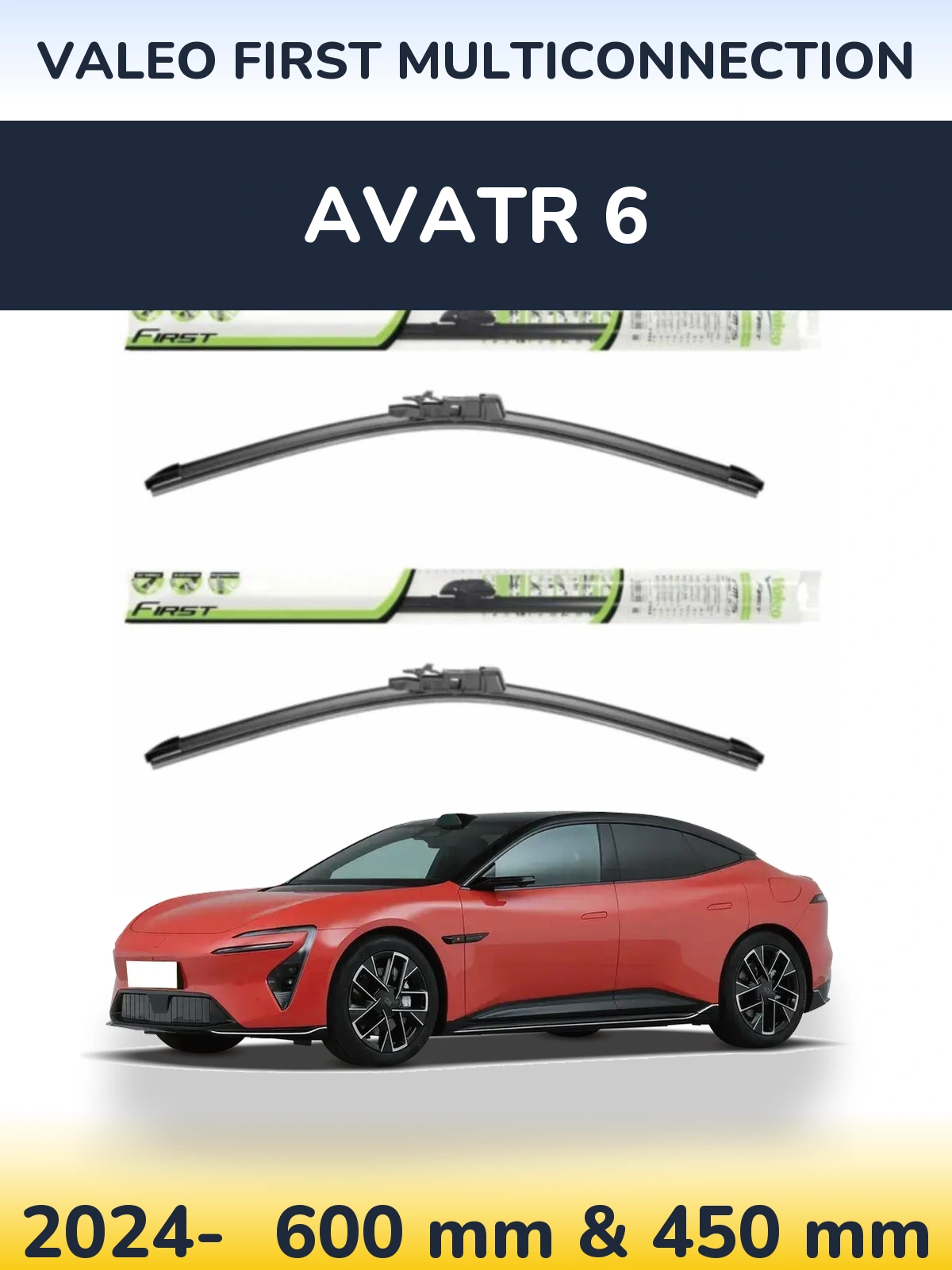 Sada předních stěračů Valeo First MultiConnection 600 a 450 mm pro Avatr 6 2024-2026