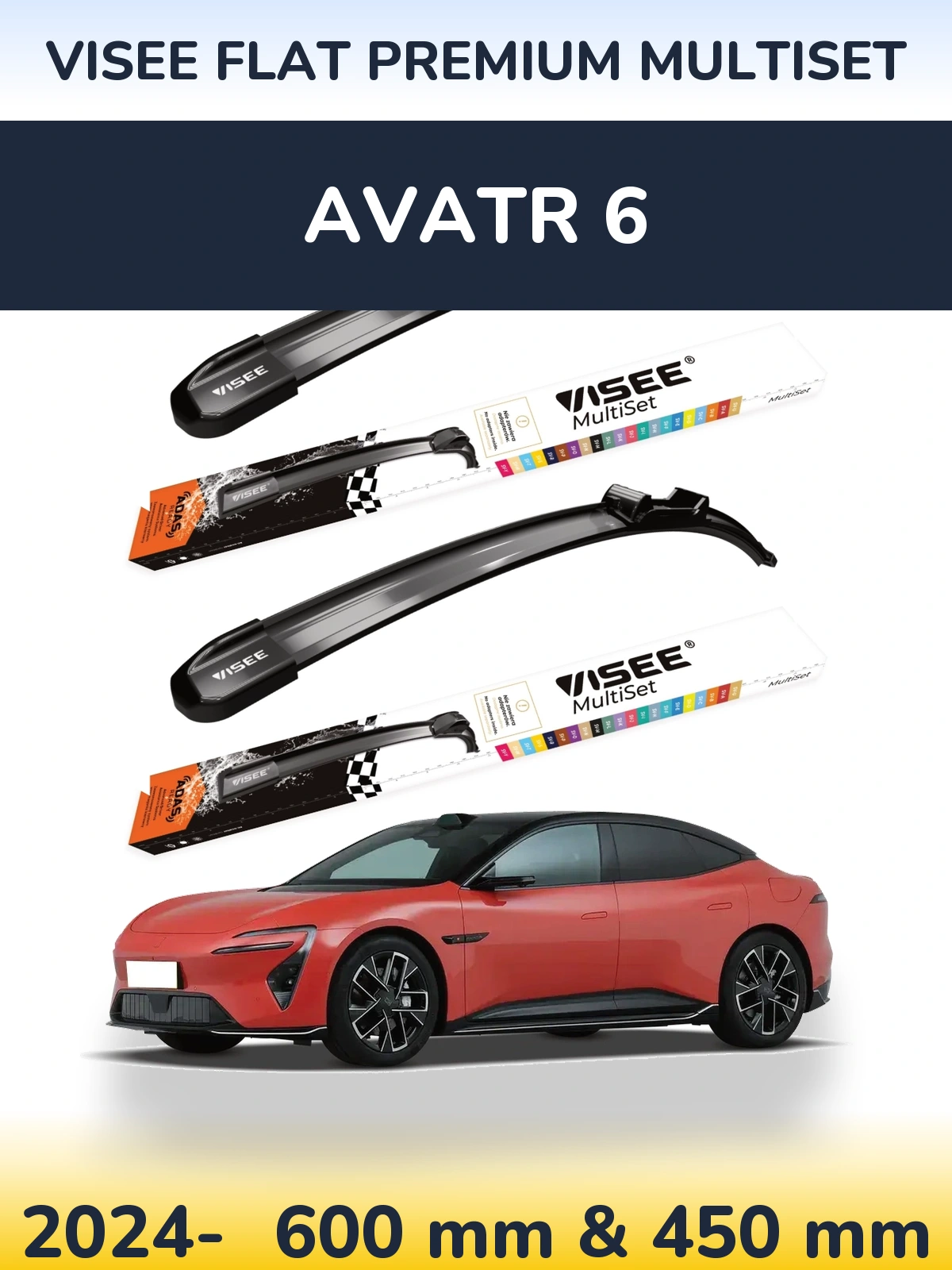 Sada předních stěračů VISEE FLAT PREMIUM MultiSet 600 a 450 mm pro Avatr 6 2024-2026