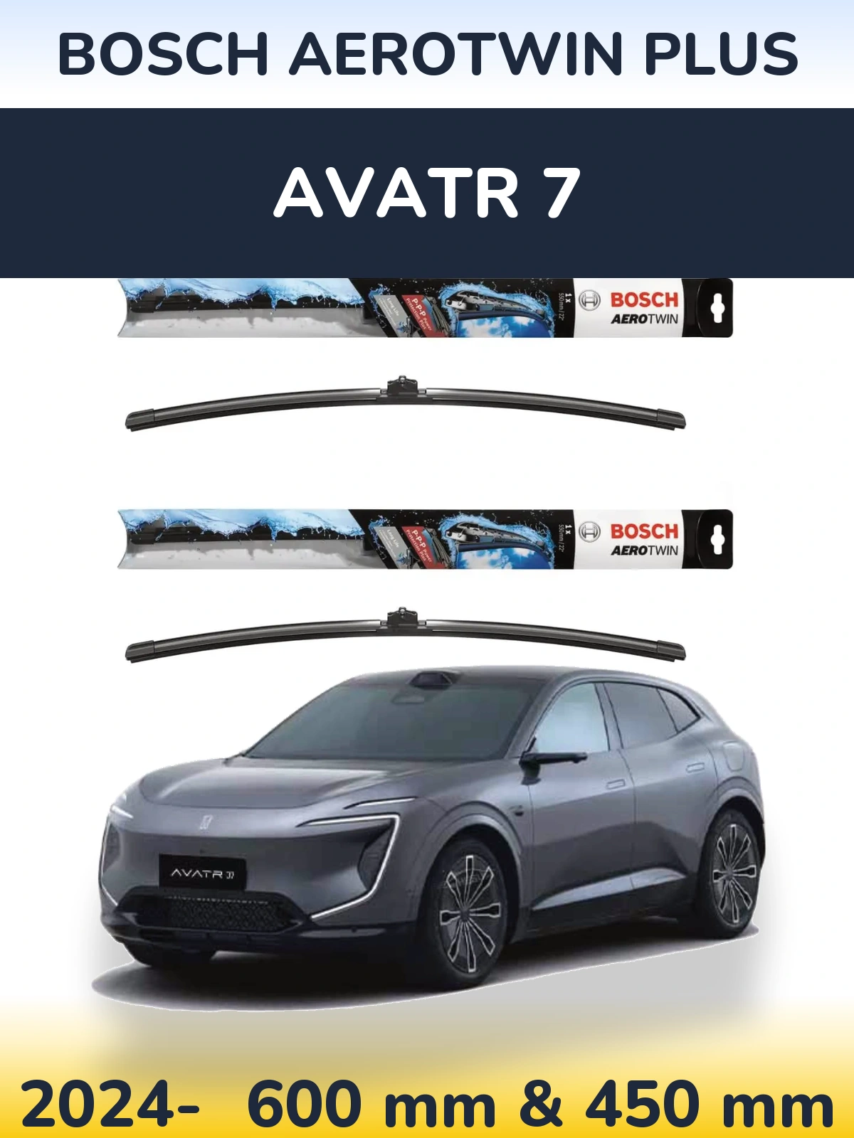 Sada předních stěračů BOSCH AeroTwin Plus 600 a 450 mm pro Avatr 7 2024-2026