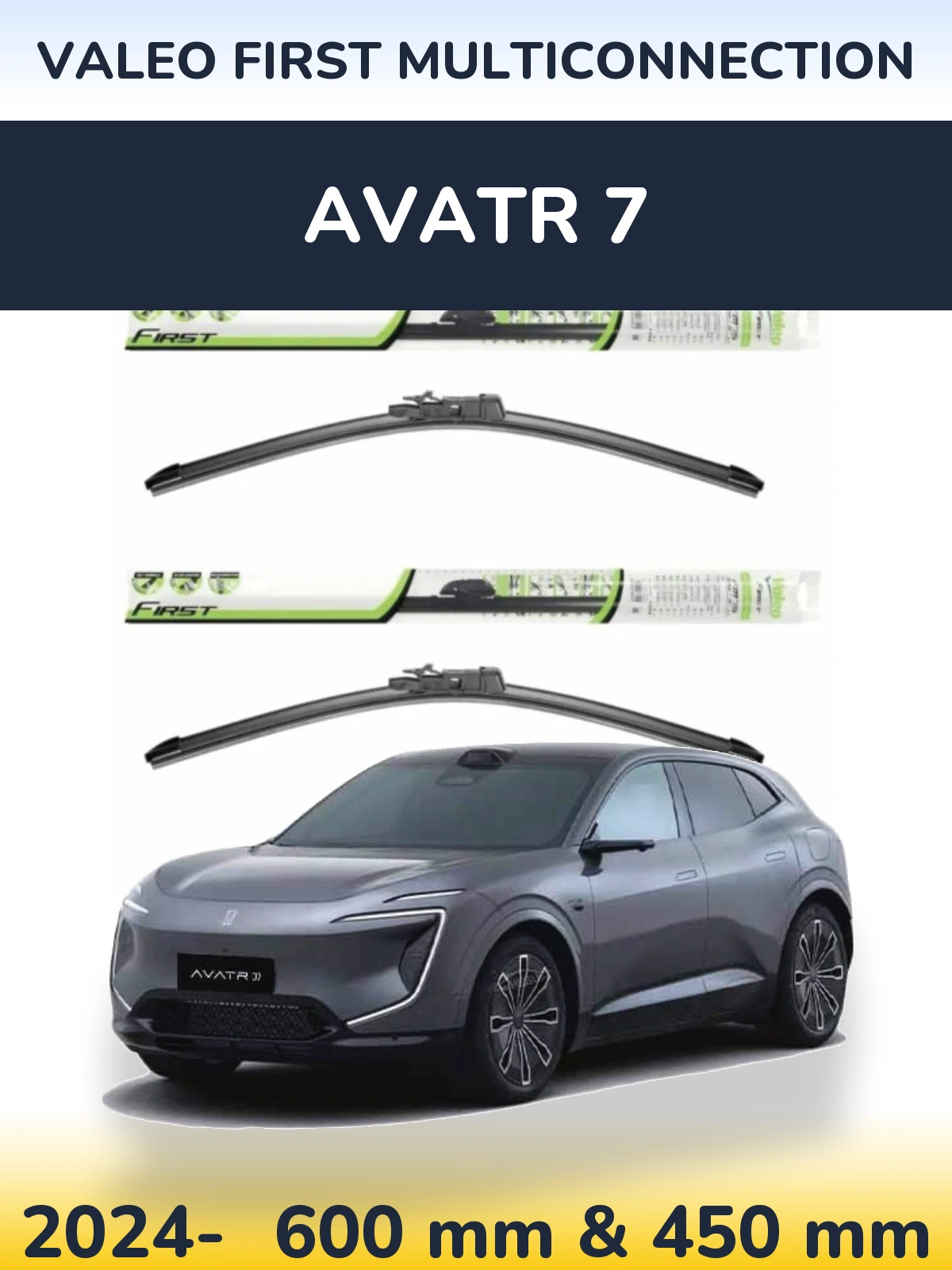Sada předních stěračů Valeo First MultiConnection 600 a 450 mm pro Avatr 7 2024-2026