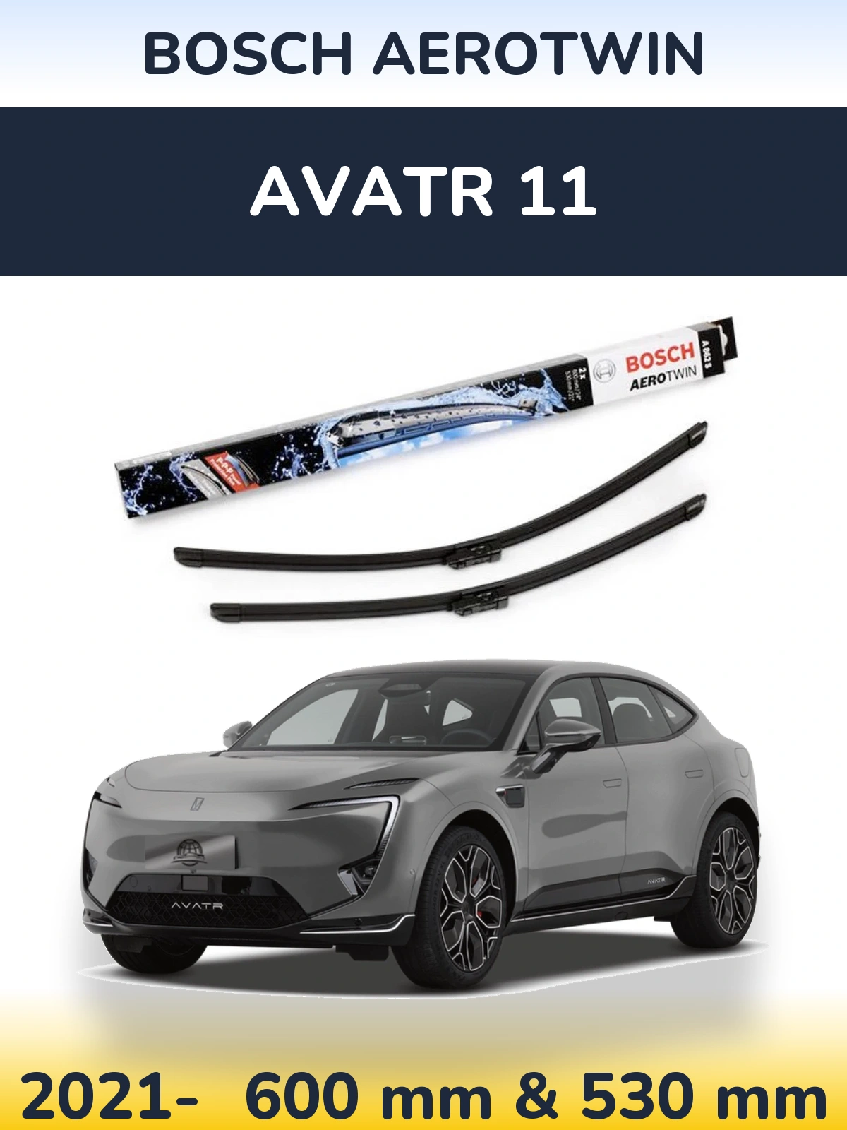 Sada předních stěračů BOSCH AeroTwin 600 a 530 mm pro Avatr 11 2021-2026