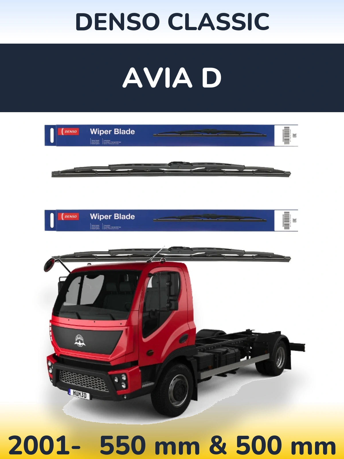 Sada předních stěračů Denso Classic 550 a 500 mm pro Avia D 2001-2026