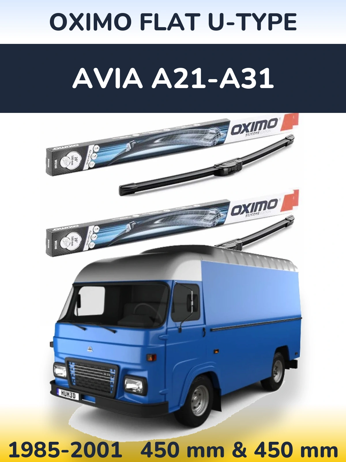 Sada předních stěračů Oximo Flat U-type 450 a 450 mm pro Avia A21-A31 1985-2001