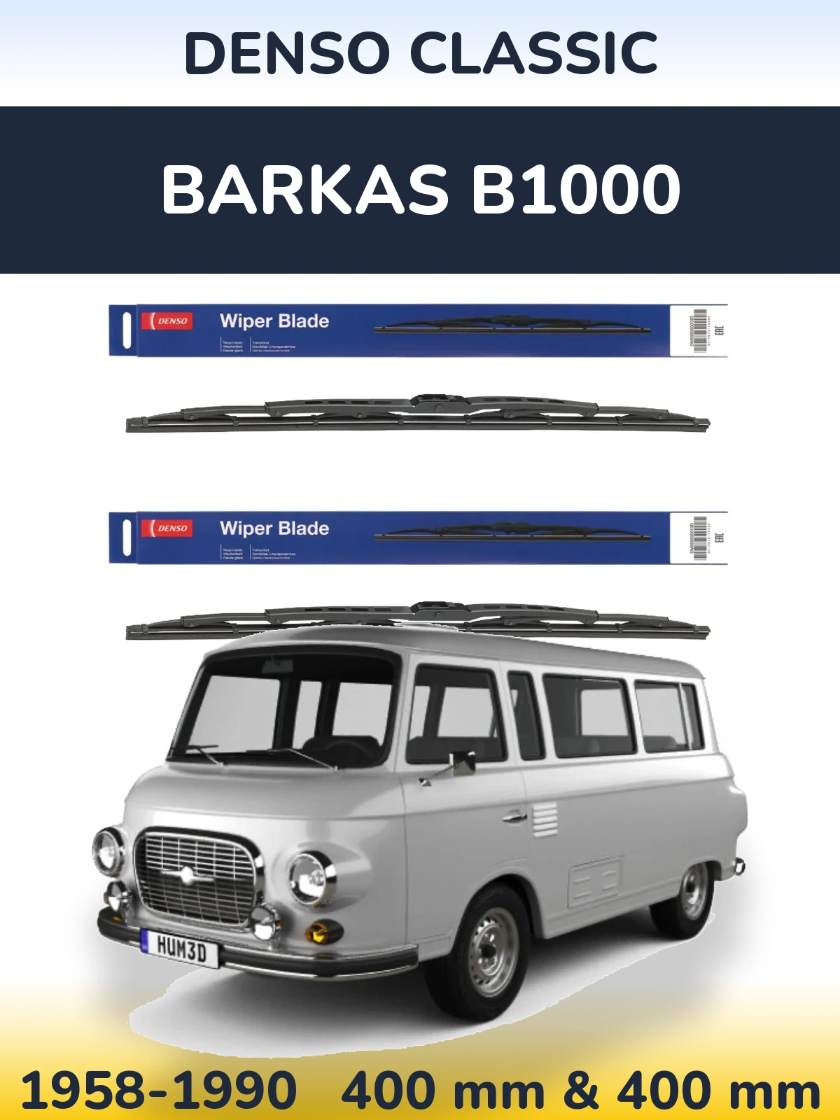 Комплект передних дворников Denso Classic 400 & 400 мм для Barkas B1000 1958-1990