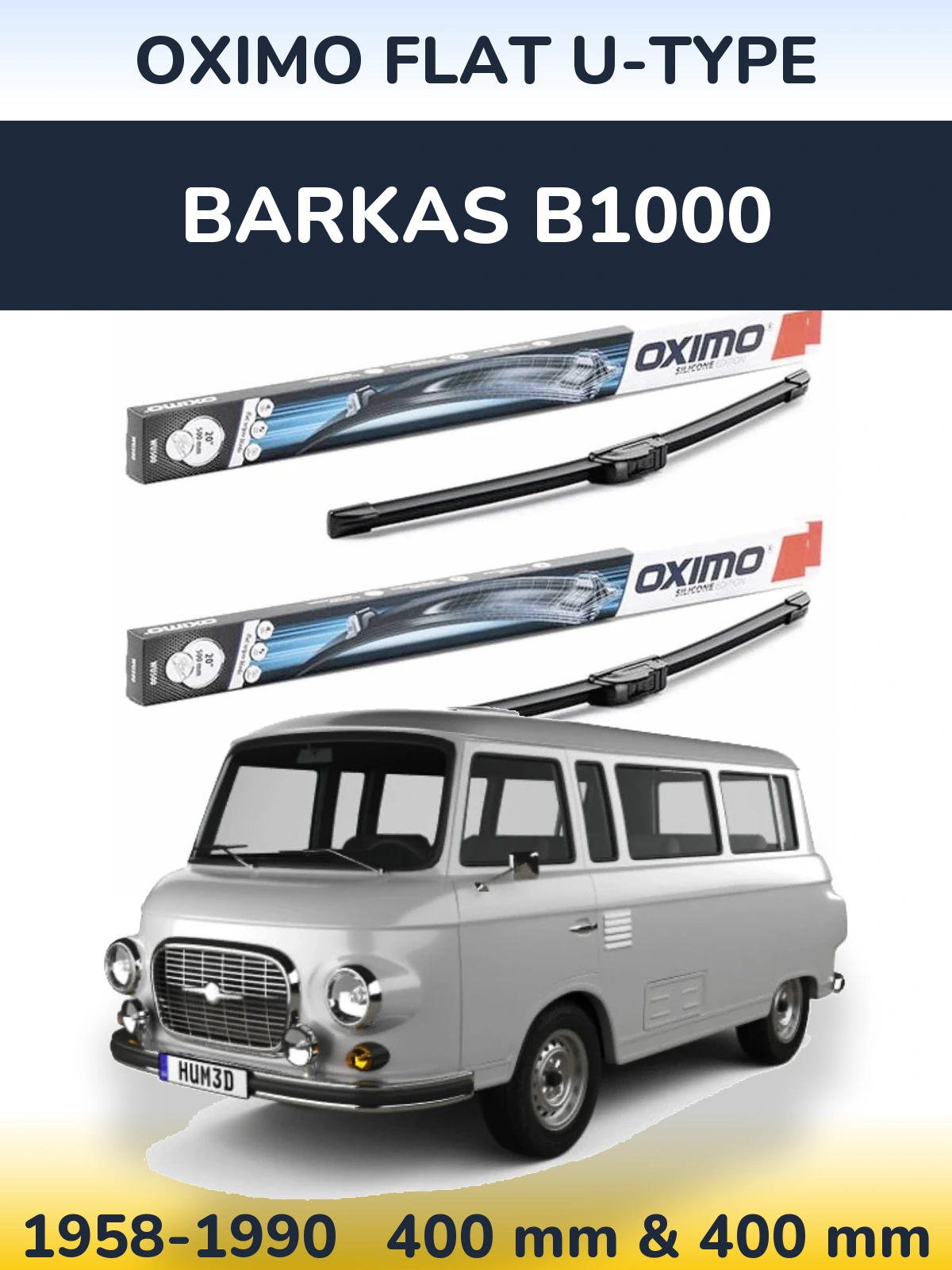Sada předních stěračů Oximo Flat U-type 400 a 400 mm pro Barkas B1000 1958-1990