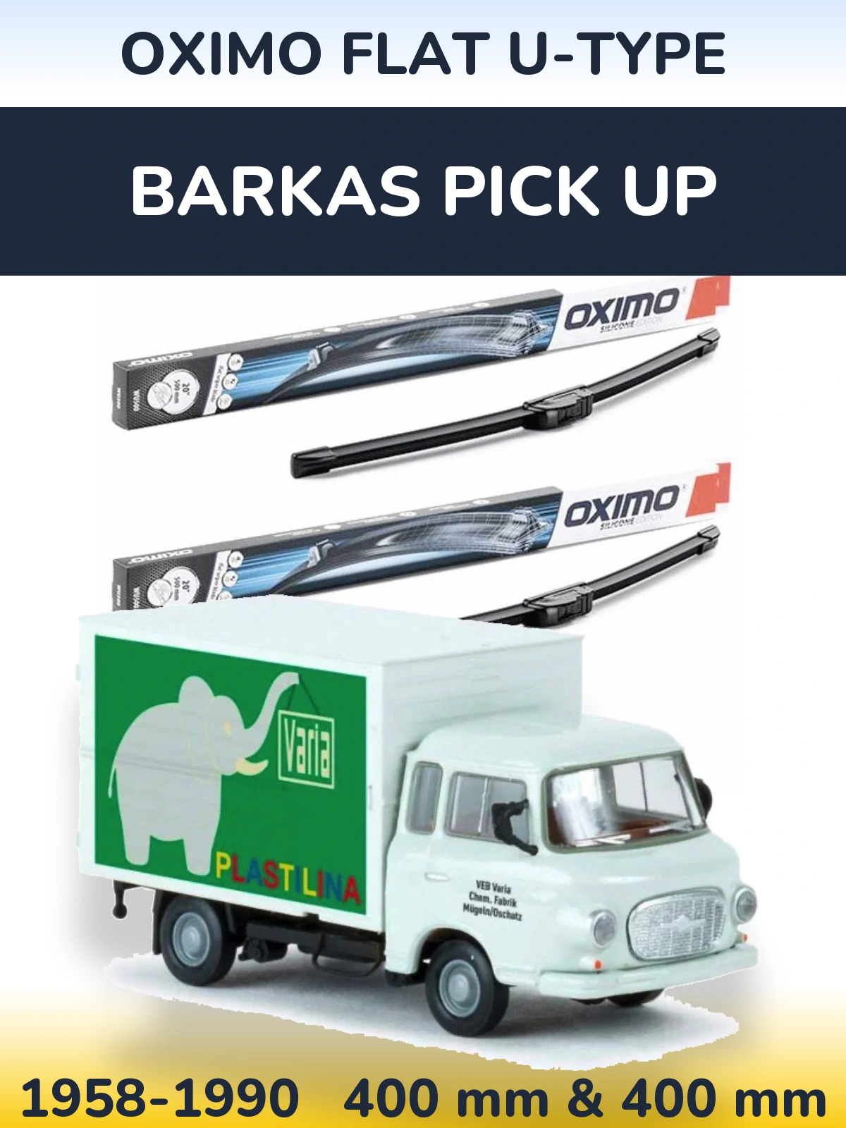 Комплект передніх щіток Oximo Flat U-type 400 & 400 мм для Barkas Pick Up 1958-1990