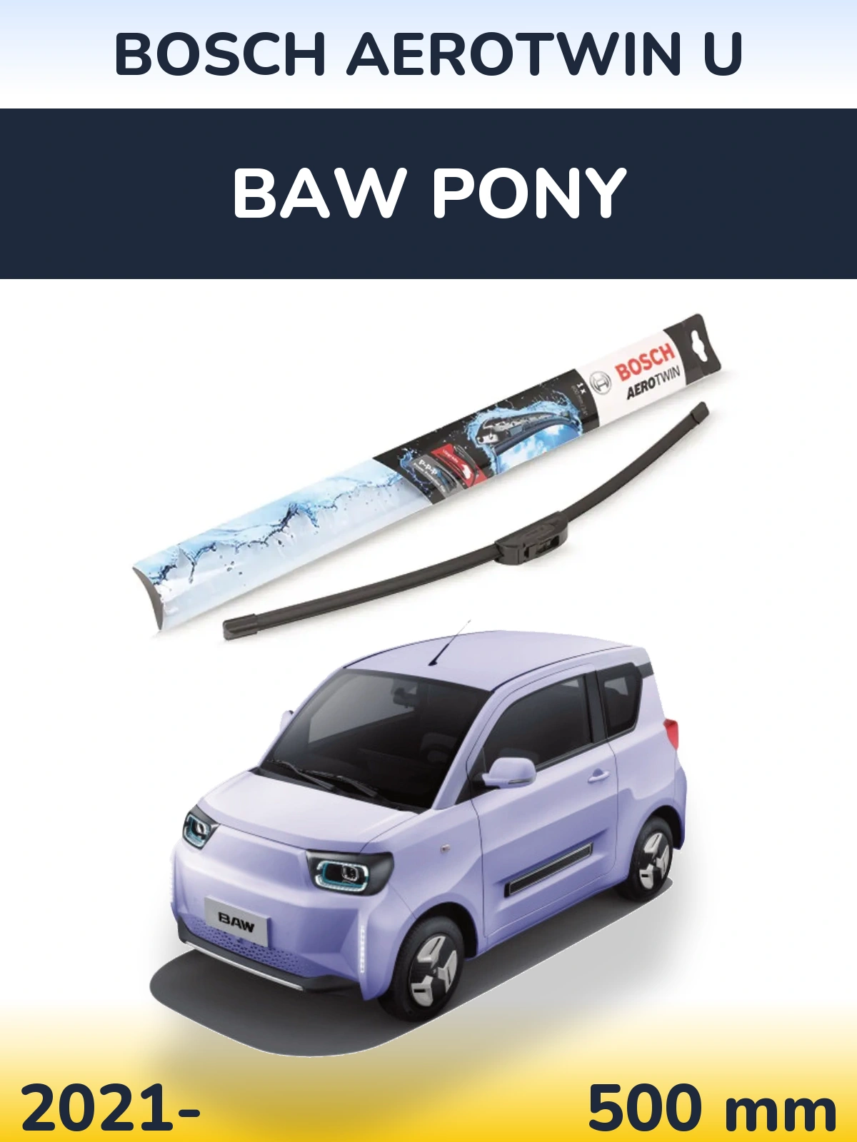 Přední stěrač BOSCH AeroTwin U 500 mm pro BAW Pony 2021-2026