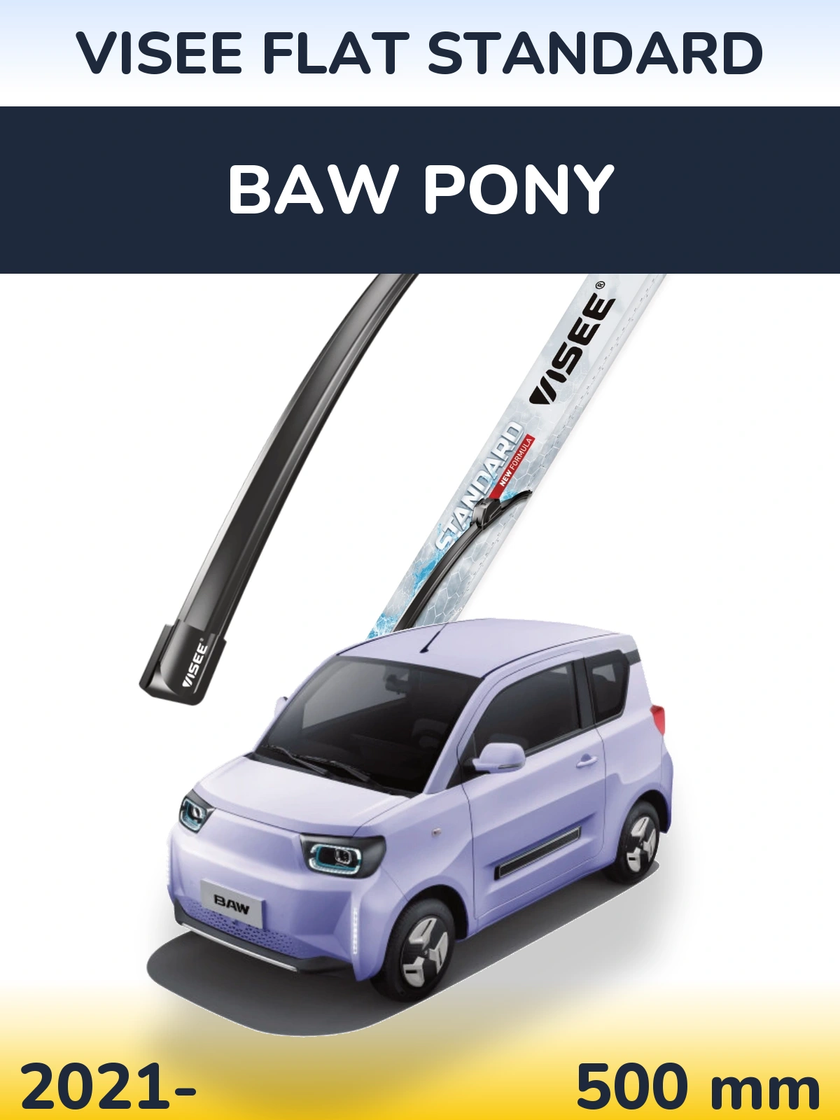 Přední stěrač VISEE FLAT STANDARD 500 mm pro BAW Pony 2021-2026