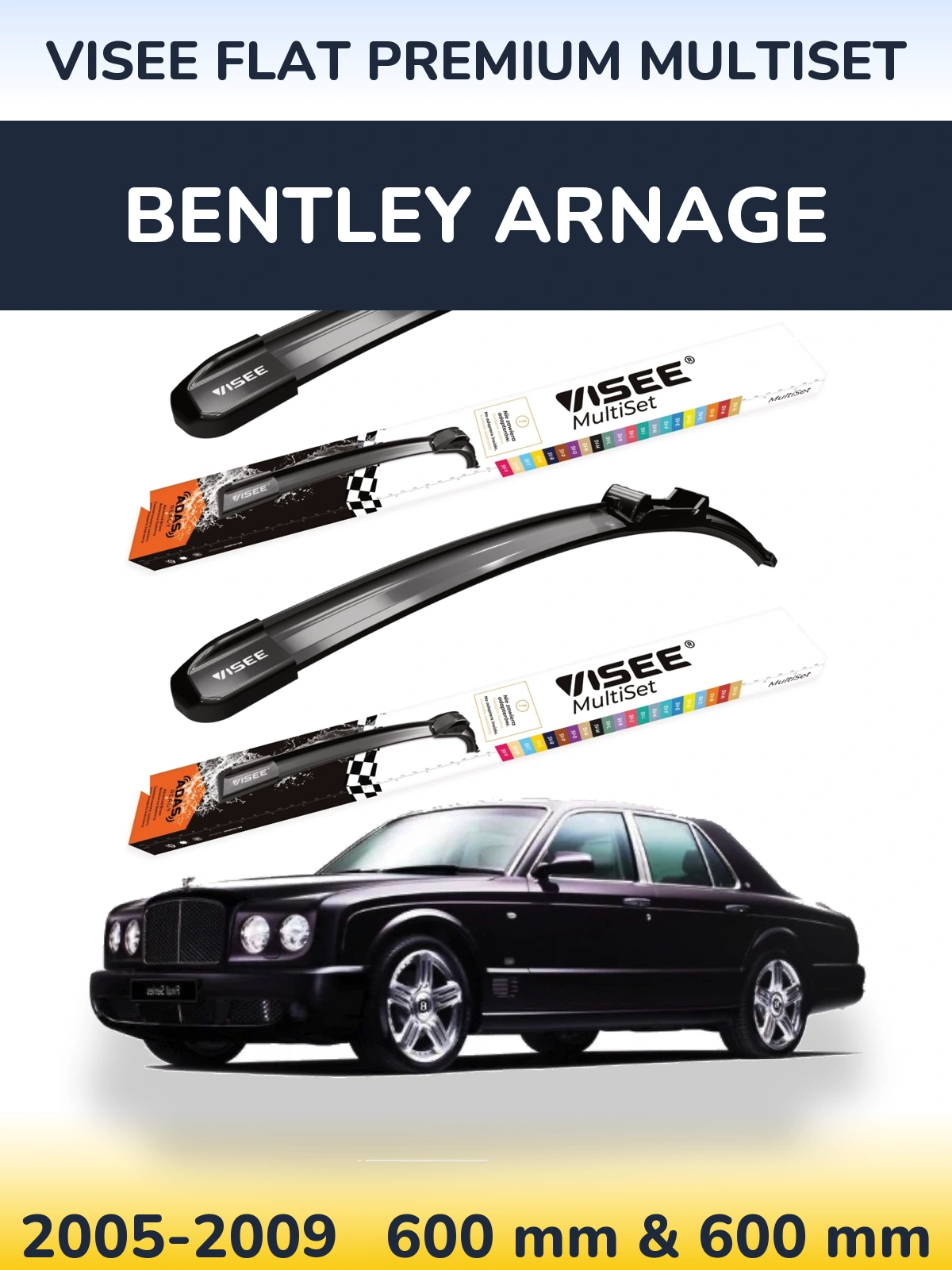 Sada předních stěračů VISEE FLAT PREMIUM MultiSet 600 a 600 mm pro Bentley Arnage 2005-2009
