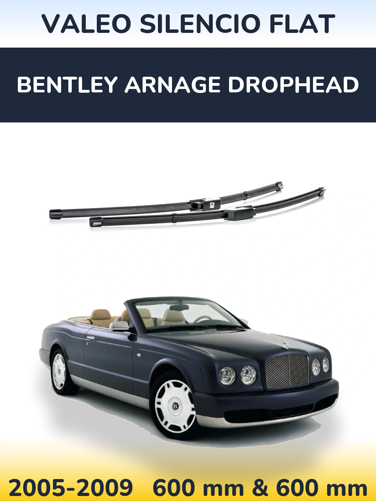 Sada předních stěračů Valeo Silencio Flat 590 a 580 mm pro Bentley Arnage Drophead 2005-2009