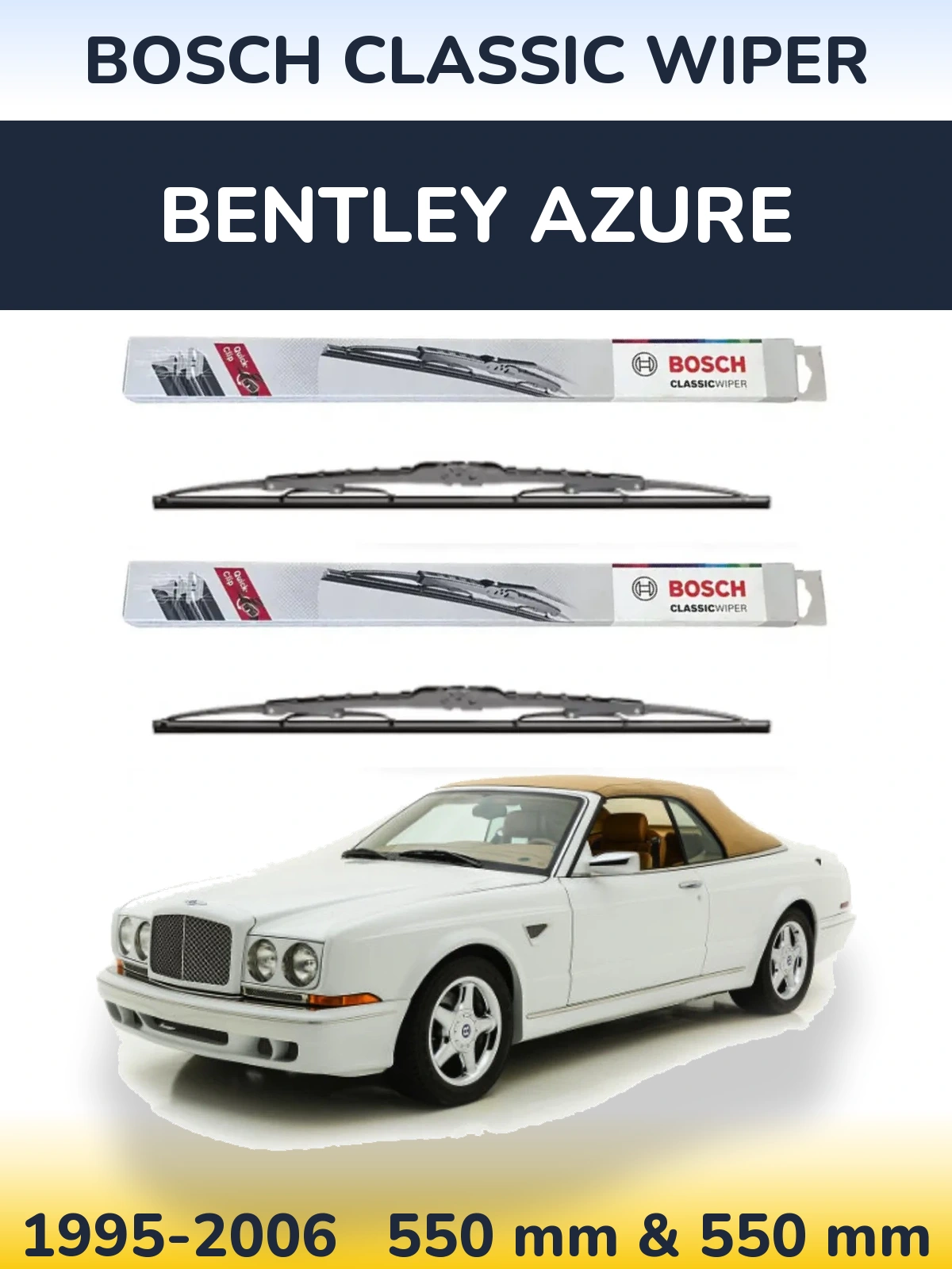 Sada předních stěračů BOSCH Classic Wiper 550 a 550 mm pro Bentley Azure 1995-2006