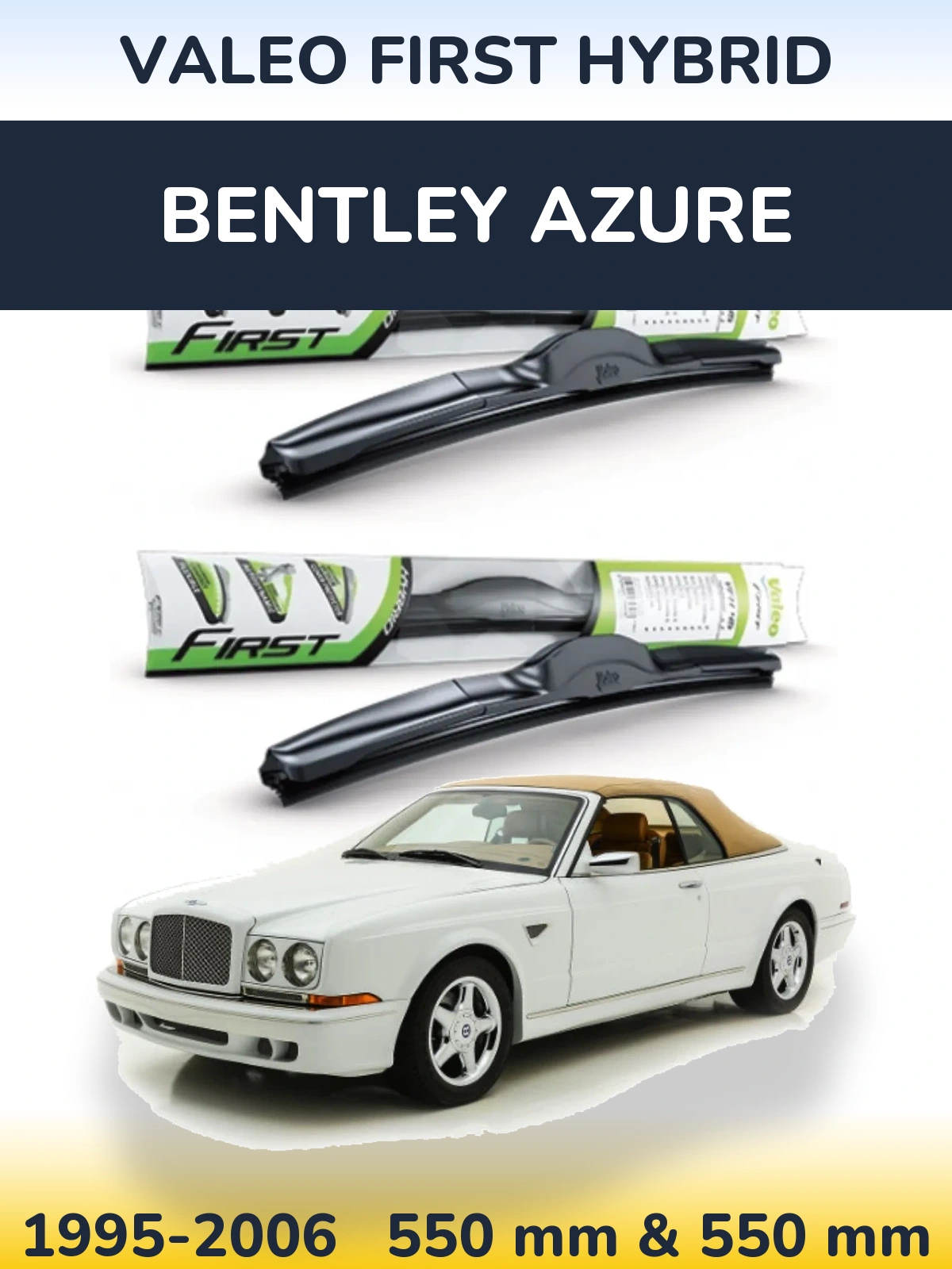 Sada předních stěračů Valeo First Hybrid 550 a 550 mm pro Bentley Azure 1995-2006